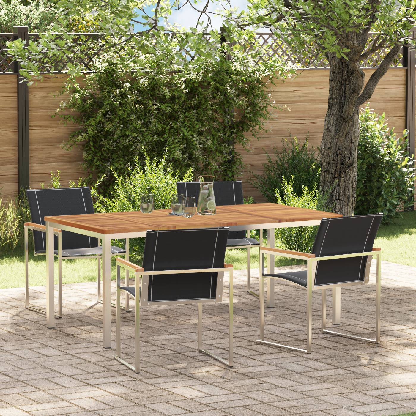 vidaXL 5-teiliges Garten Essset aus massivem Akazienholz