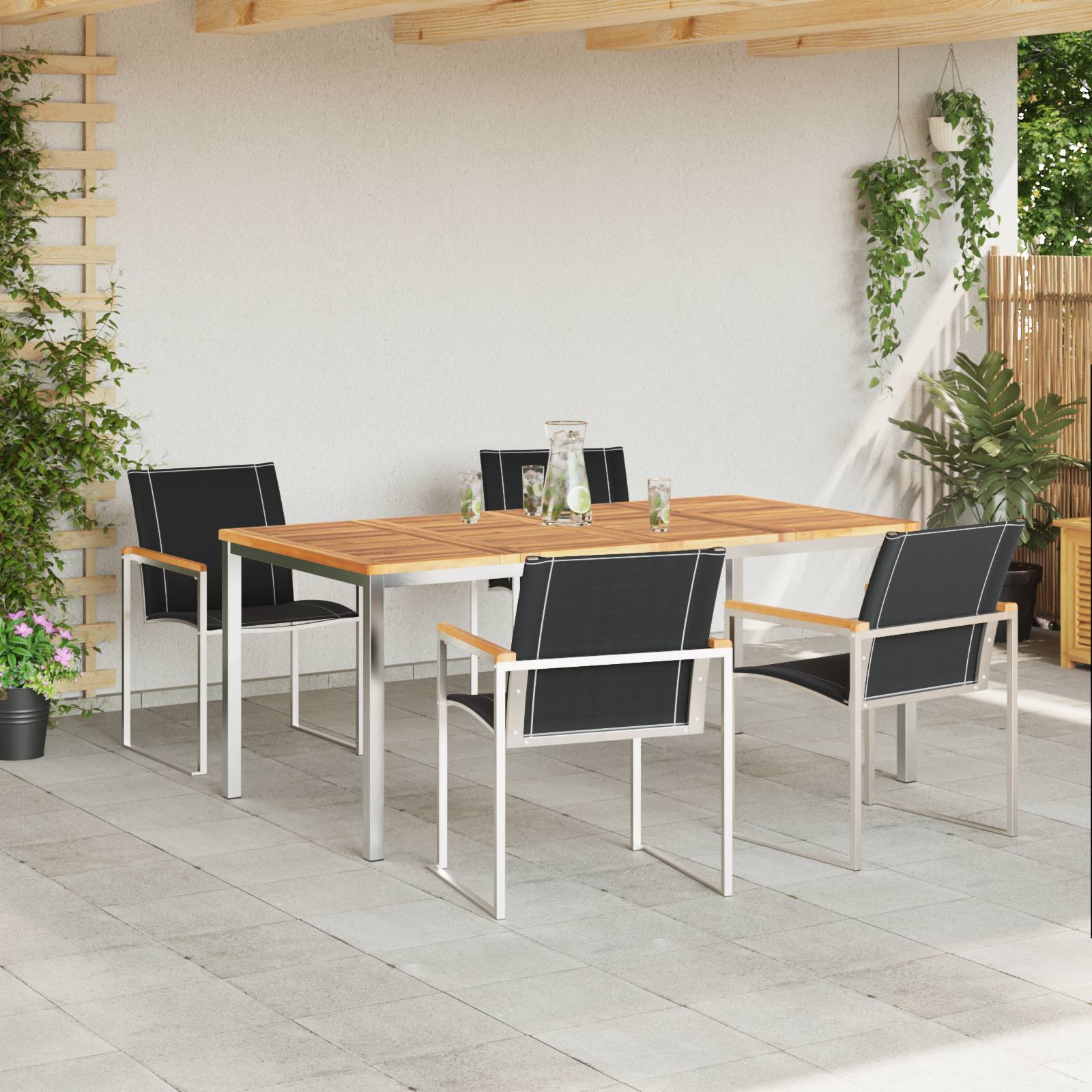 vidaXL 5-teiliges Garten Essset aus massivem Akazienholz