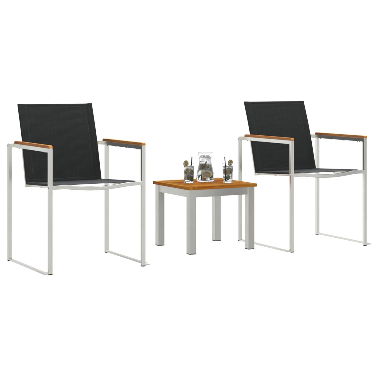 vidaXL Essstühle - 2 Stück. Grau, 60x56x85 cm, aus solidem Akazienholz
