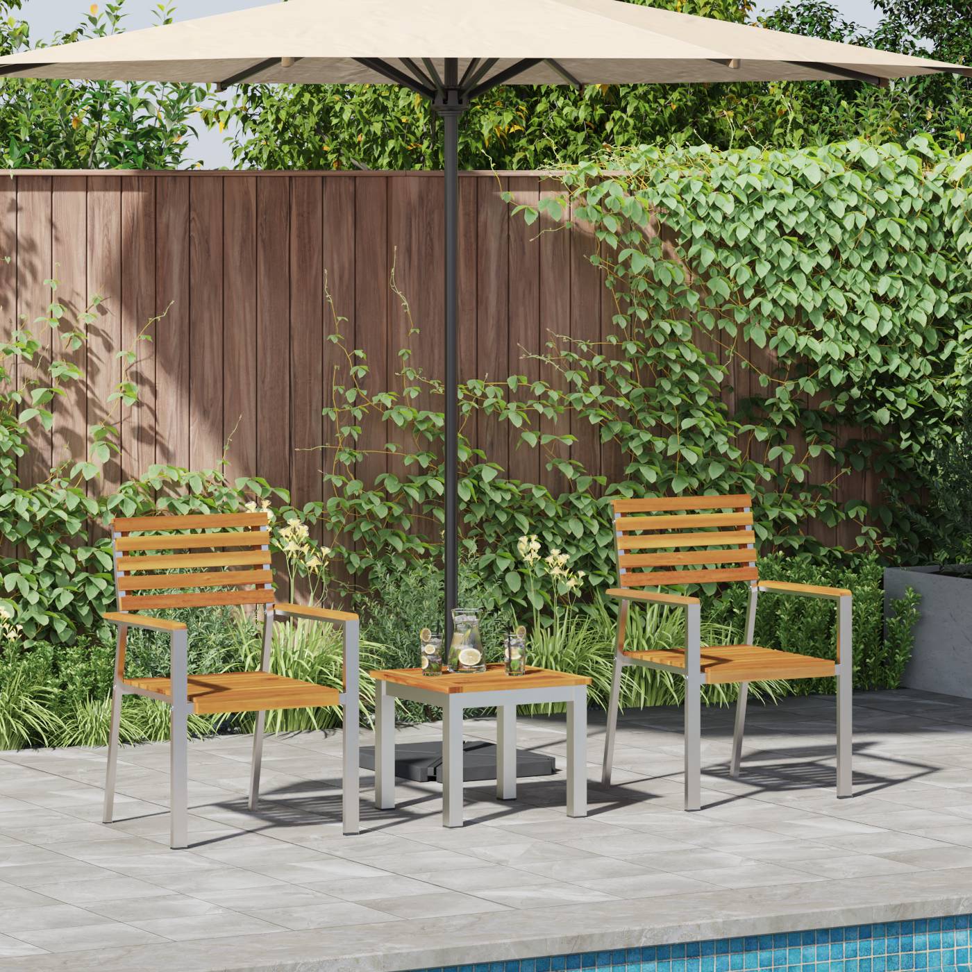 vidaXL 3-teiliges Garten Essset Massivholz Akazie