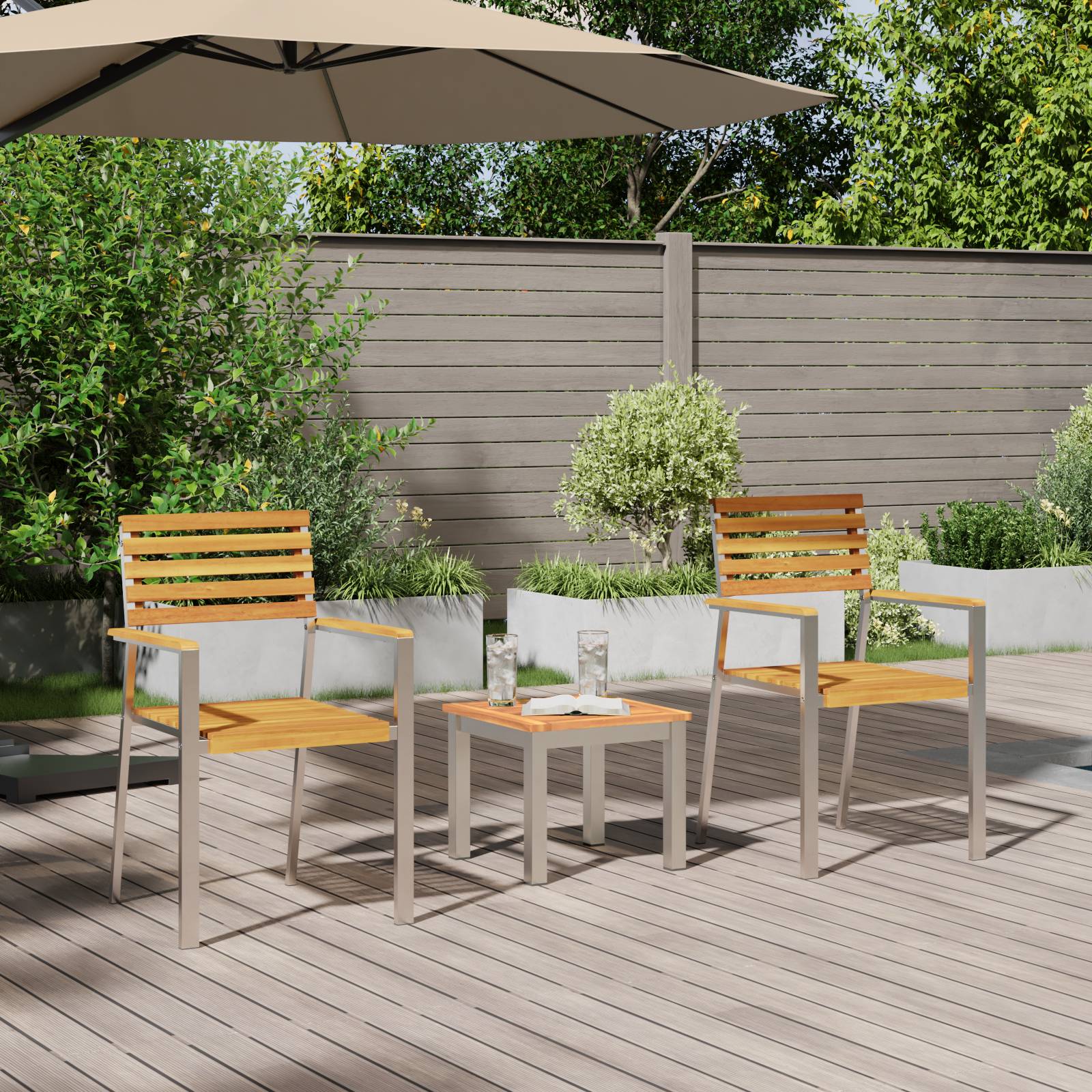 vidaXL 3-teiliges Garten Essset Massivholz Akazie