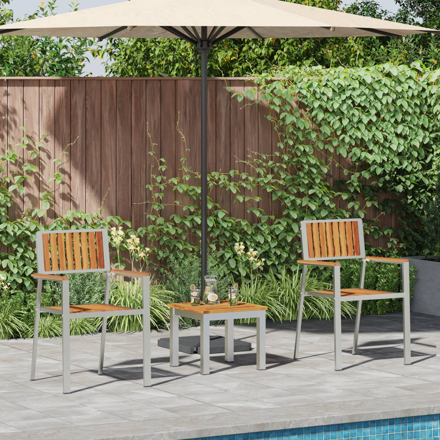 vidaXL 3-teiliges Garten Essset Massivholz Akazie