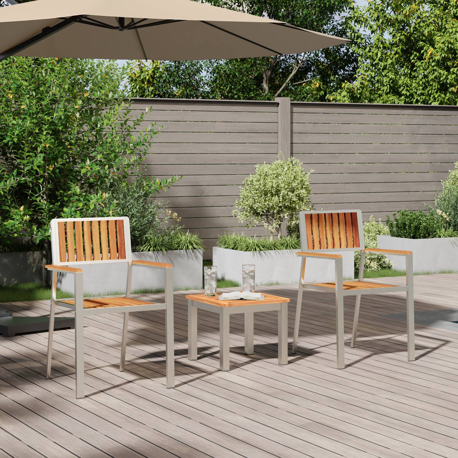 vidaXL 3-teiliges Garten Essset Massivholz Akazie