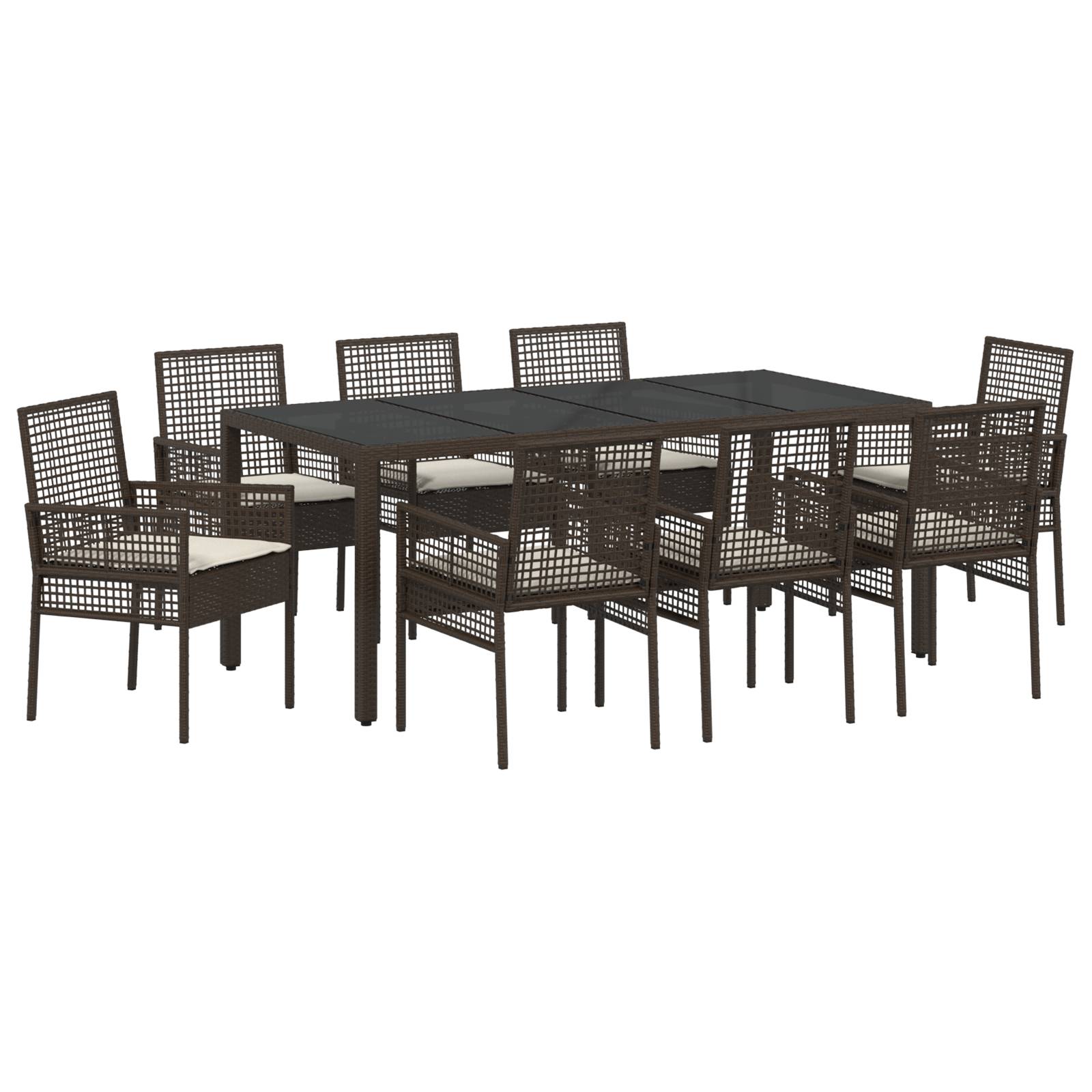 vidaXL 9-teiliges Garten-Esszimmer-Set Braun Poly Rattan
