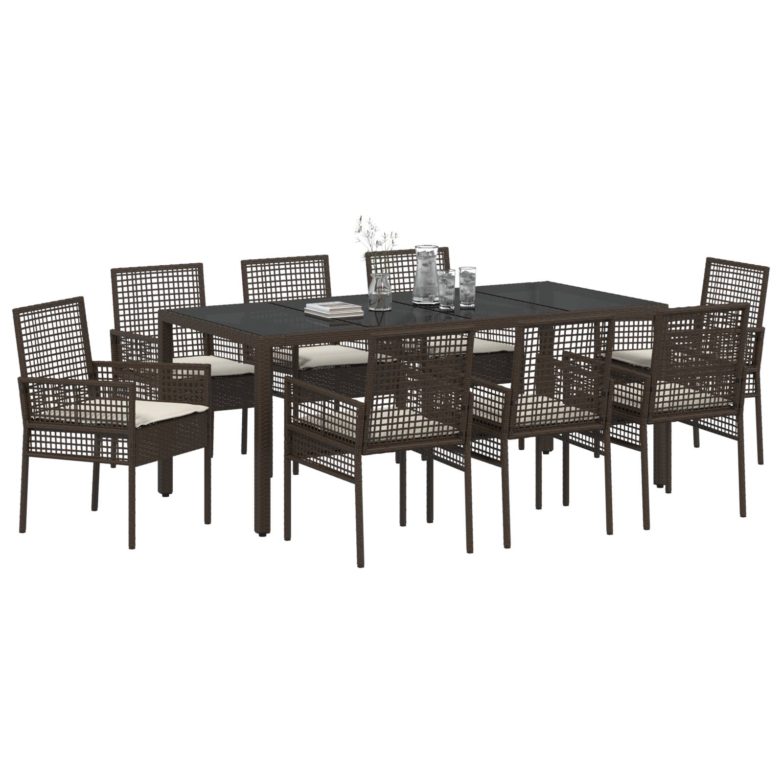 vidaXL 9-teiliges Garten-Esszimmer-Set Braun Poly Rattan