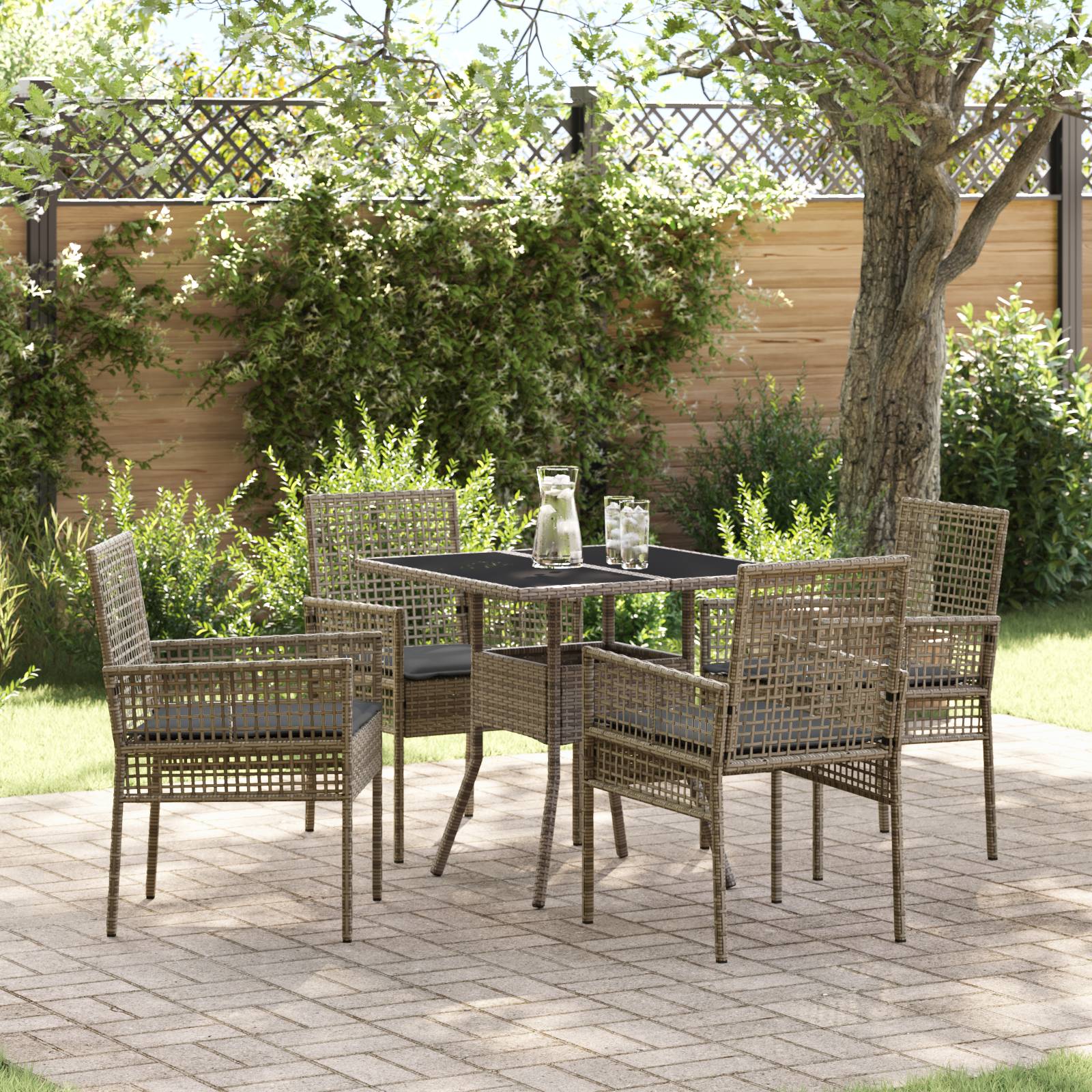 vidaXL 5-teiliges Garten Essset Grau Poly Rattan
