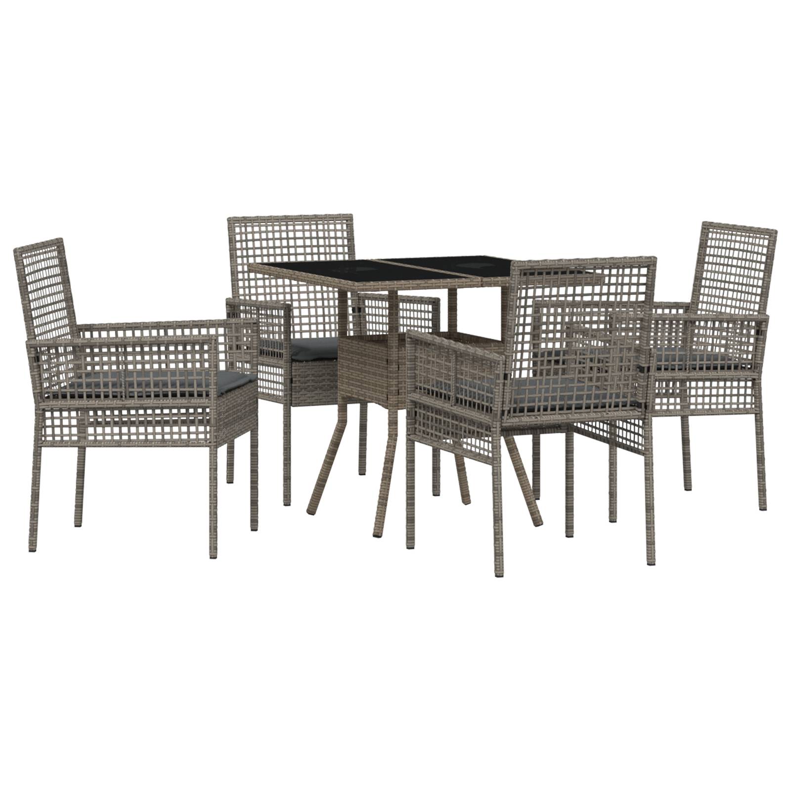 vidaXL 5-teiliges Garten Essset Grau Poly Rattan