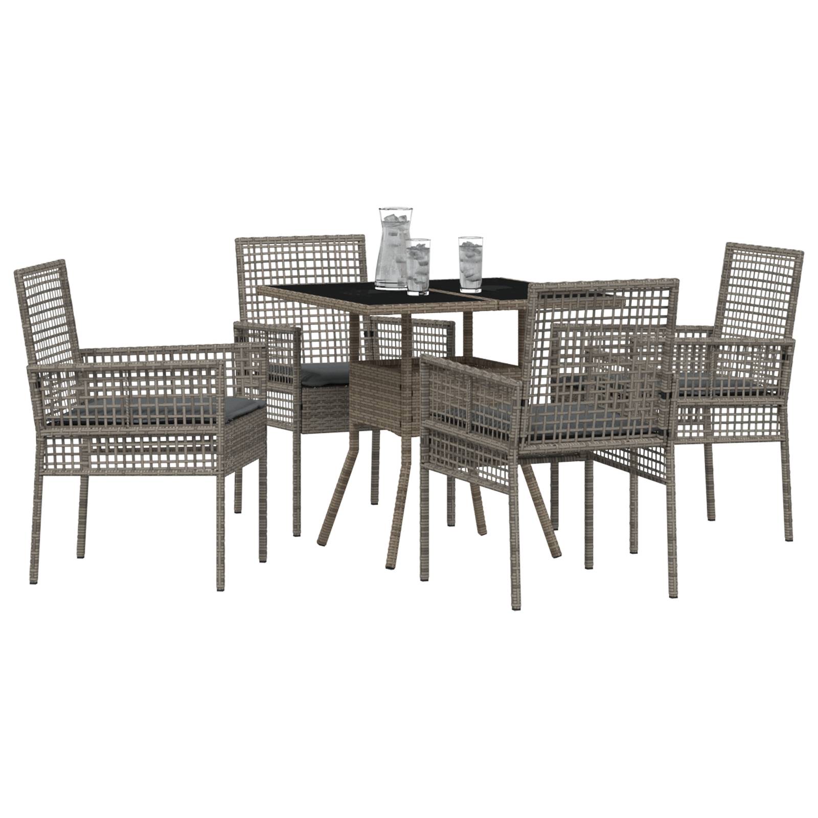 vidaXL 5-teiliges Garten Essset Grau Poly Rattan