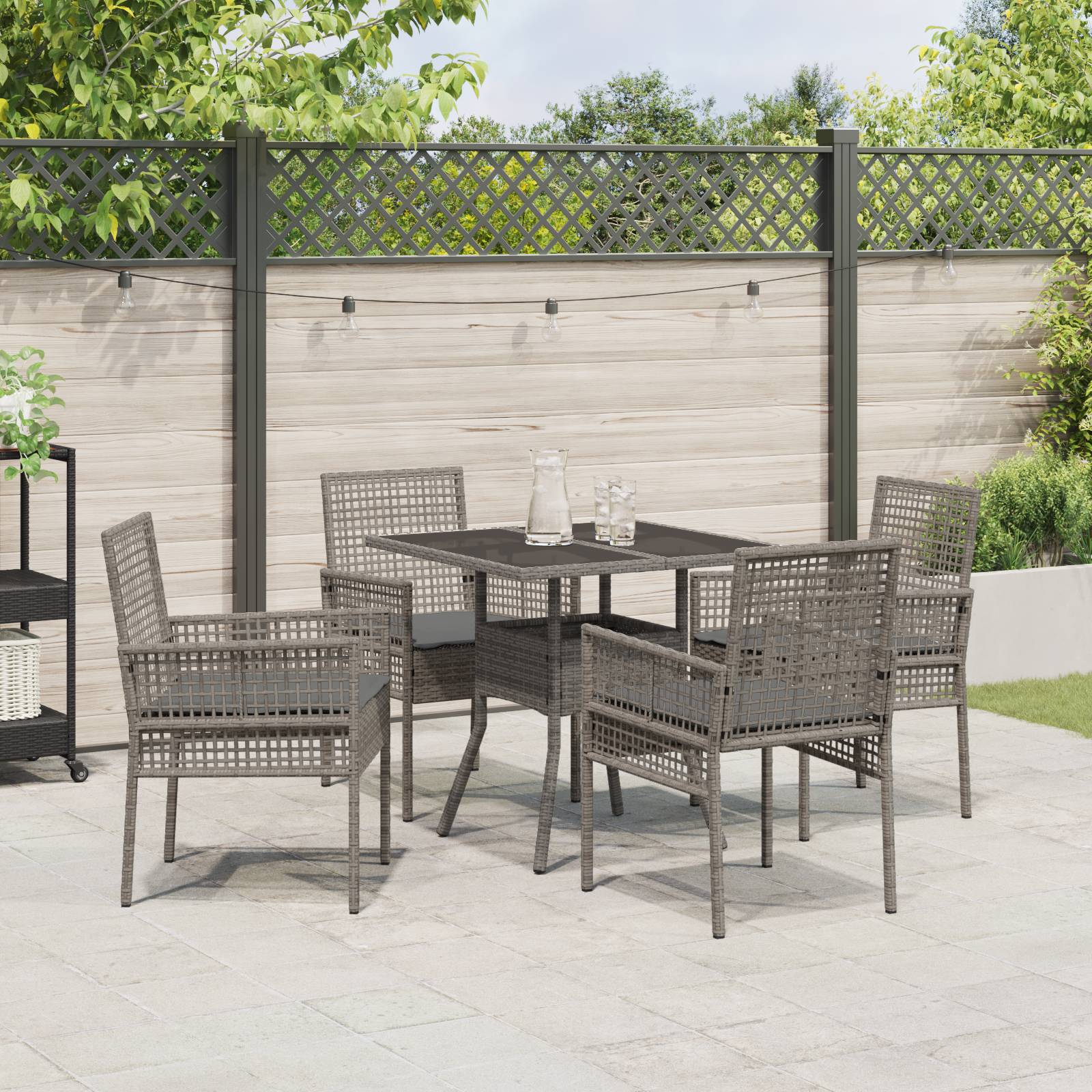 vidaXL 5-teiliges Garten Essset Grau Poly Rattan