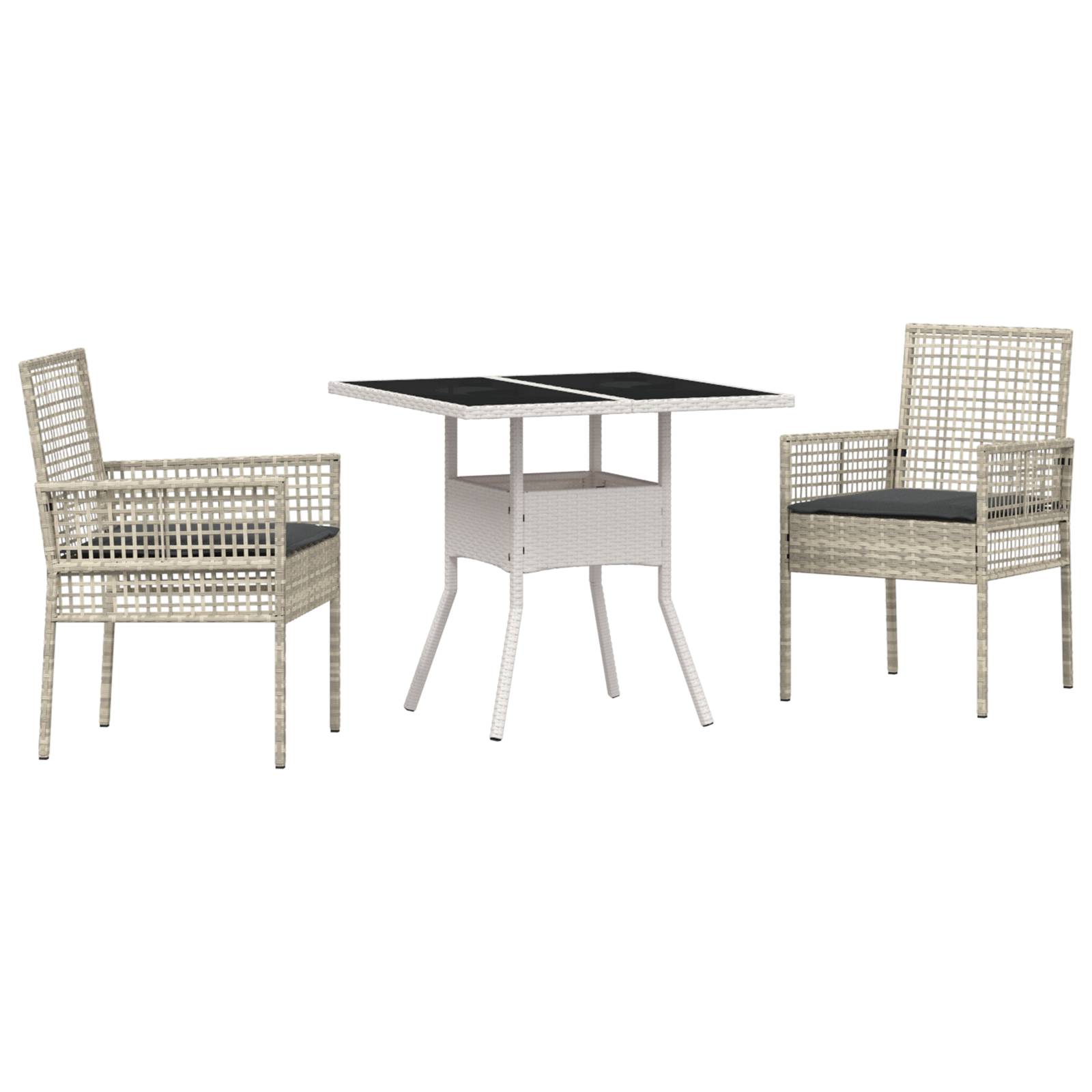 vidaXL 3-tlg. Garten-Essgruppe Hellgrau Poly Rattan