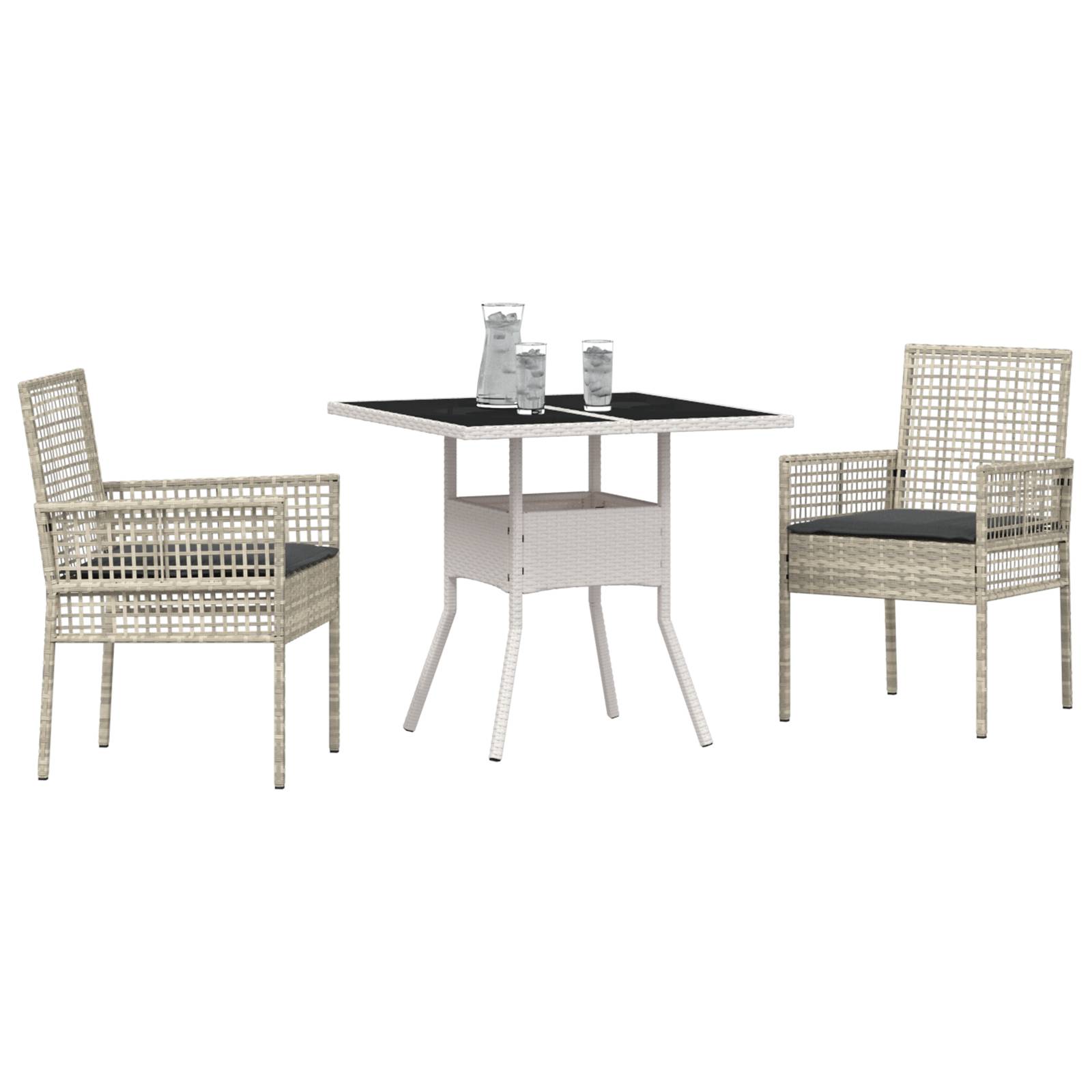 vidaXL 3-tlg. Garten-Essgruppe Hellgrau Poly Rattan