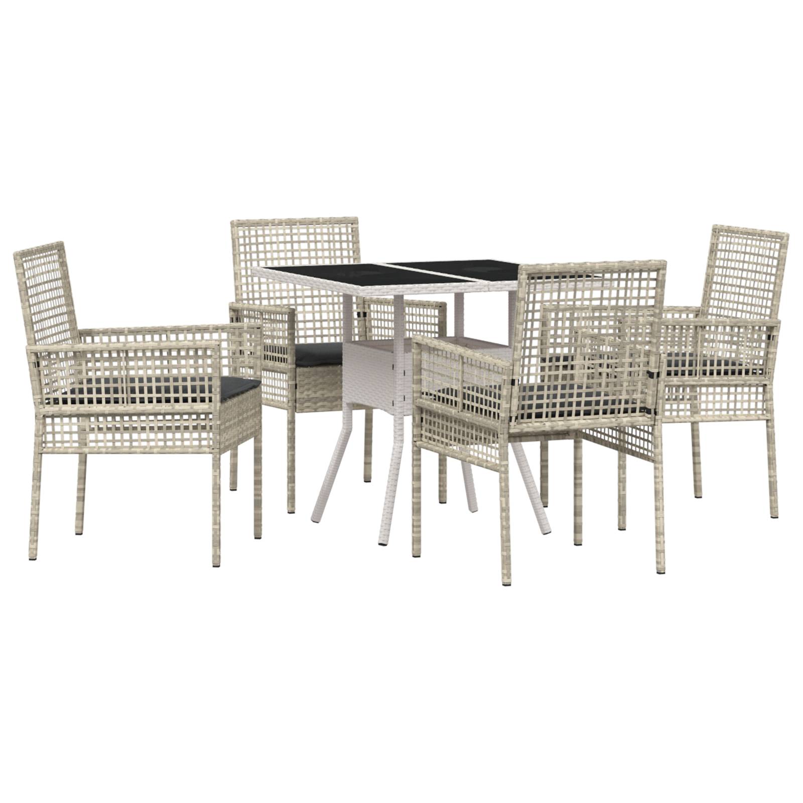vidaXL 5-teiliges Garten Esszimmer Set Hellgrau Poly Rattan