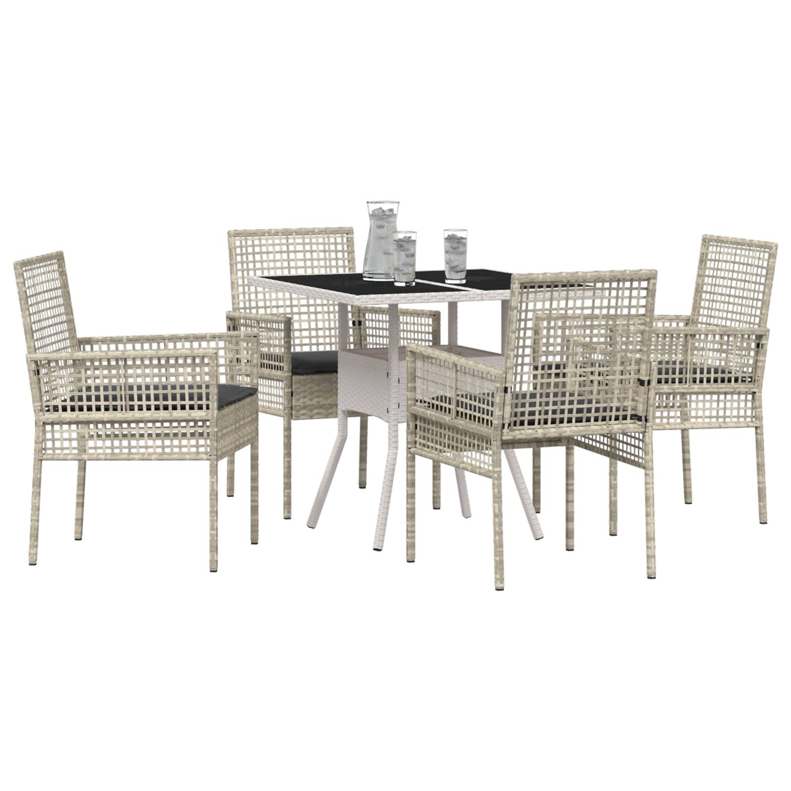 vidaXL 5-teiliges Garten Esszimmer Set Hellgrau Poly Rattan