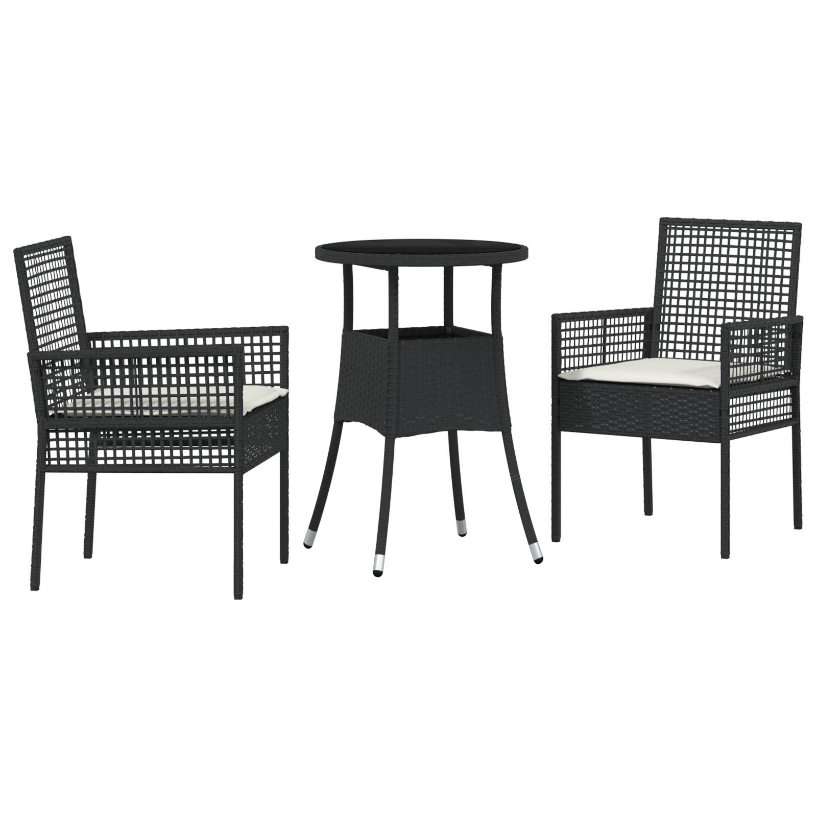 vidaXL 3-tlg. Garten-Essgruppe Schwarz Poly Rattan