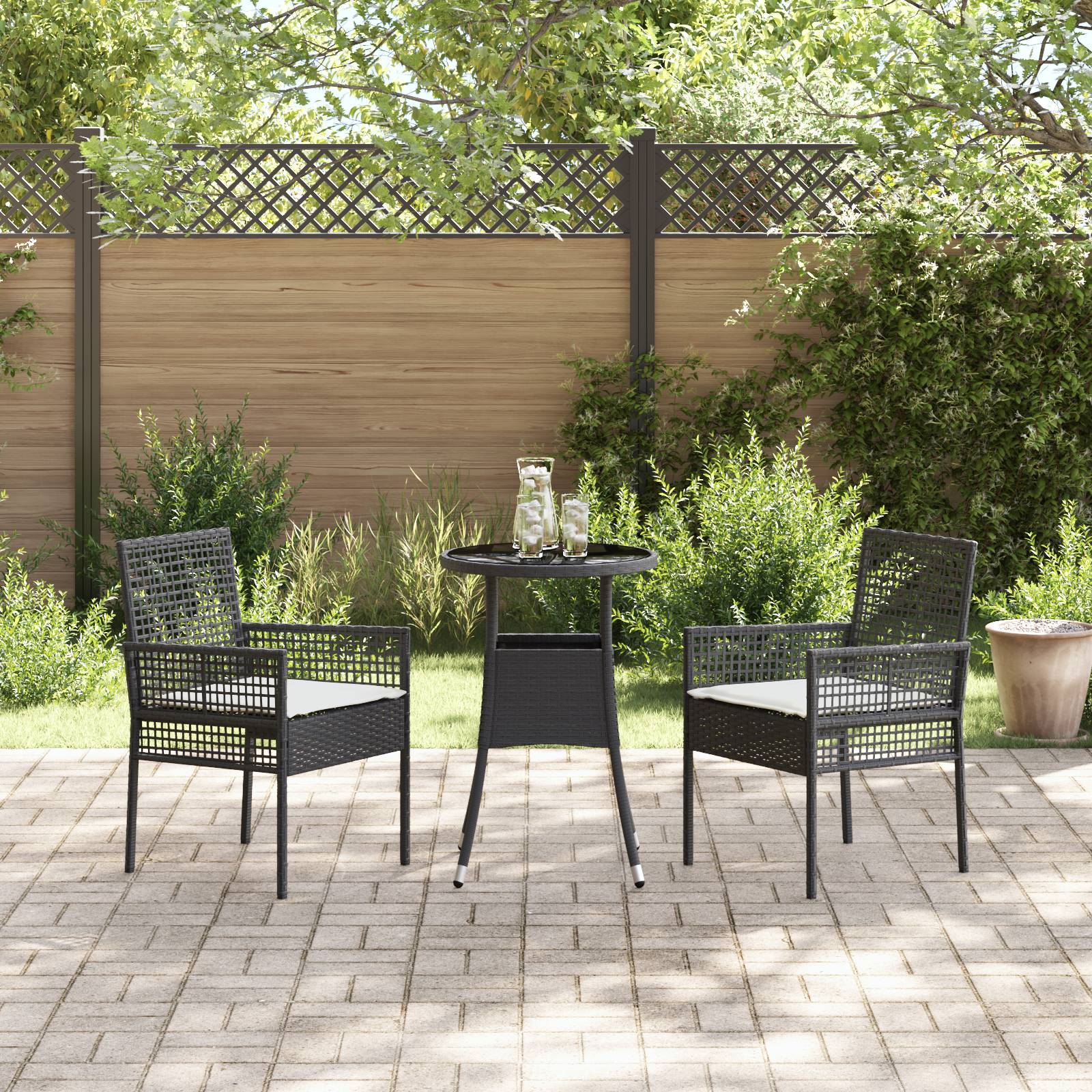 vidaXL 3-tlg. Garten-Essgruppe Schwarz Poly Rattan