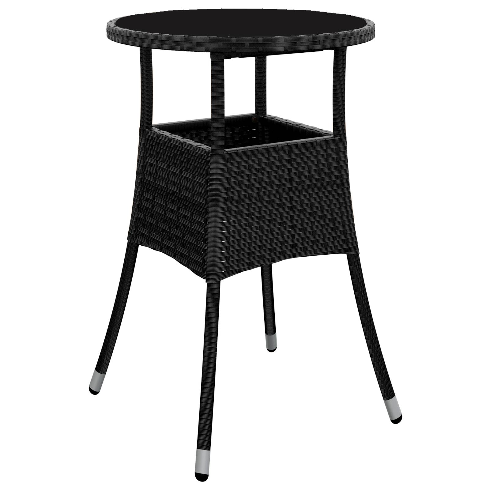 vidaXL 3-tlg. Garten-Essgruppe Schwarz Poly Rattan