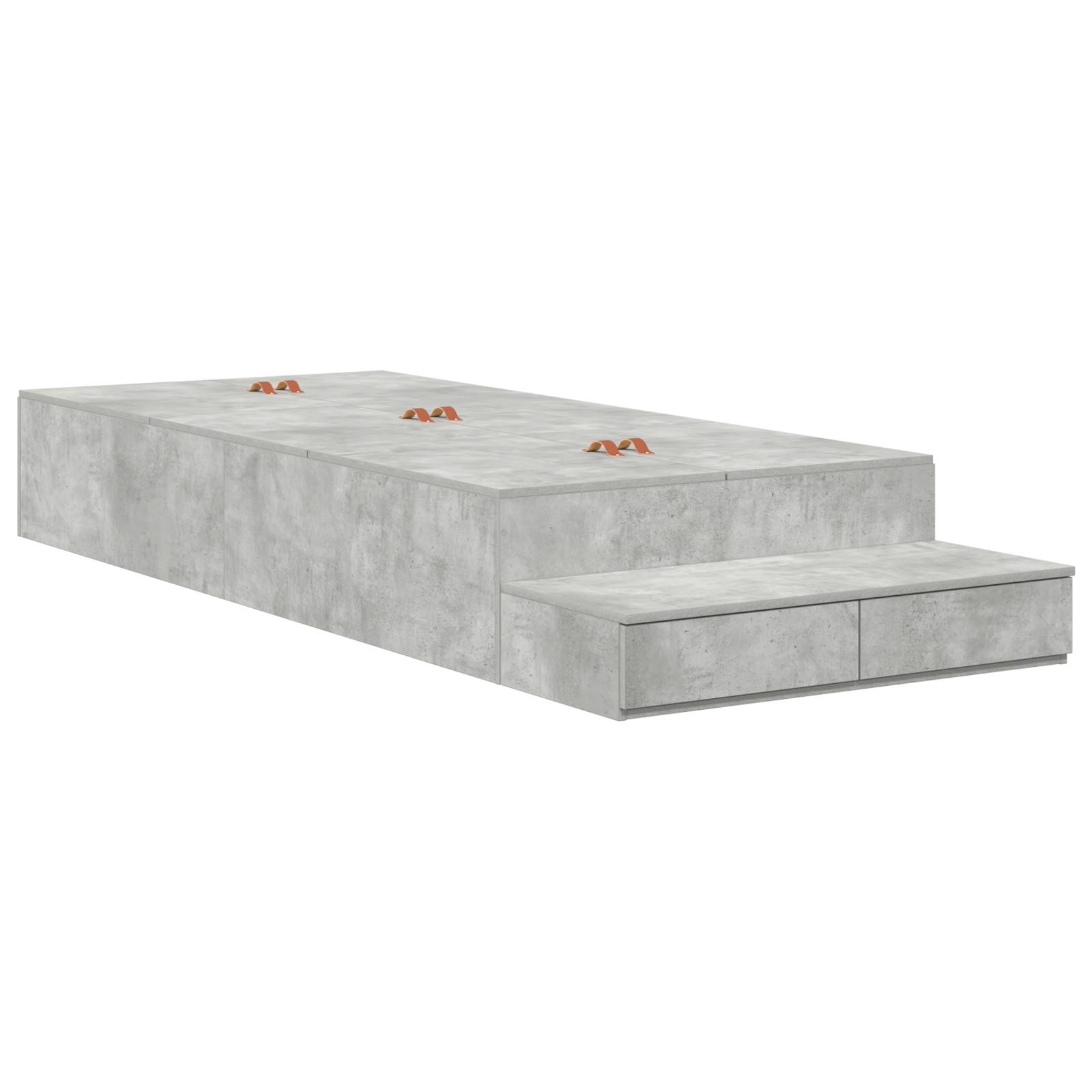 vidaXL Stauraum Bettgestell Beton Grau 80x200 cm