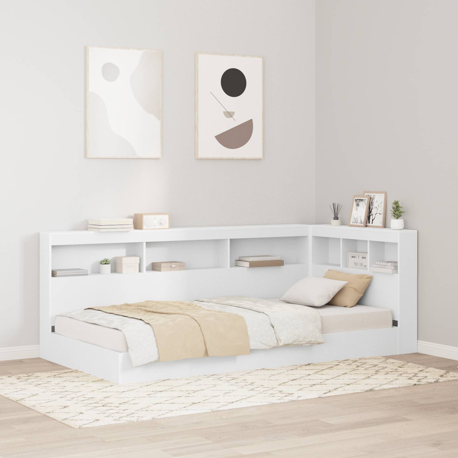 vidaXL Bücherregal Bett Weiß 90x190 cm Hergestelltes Holz