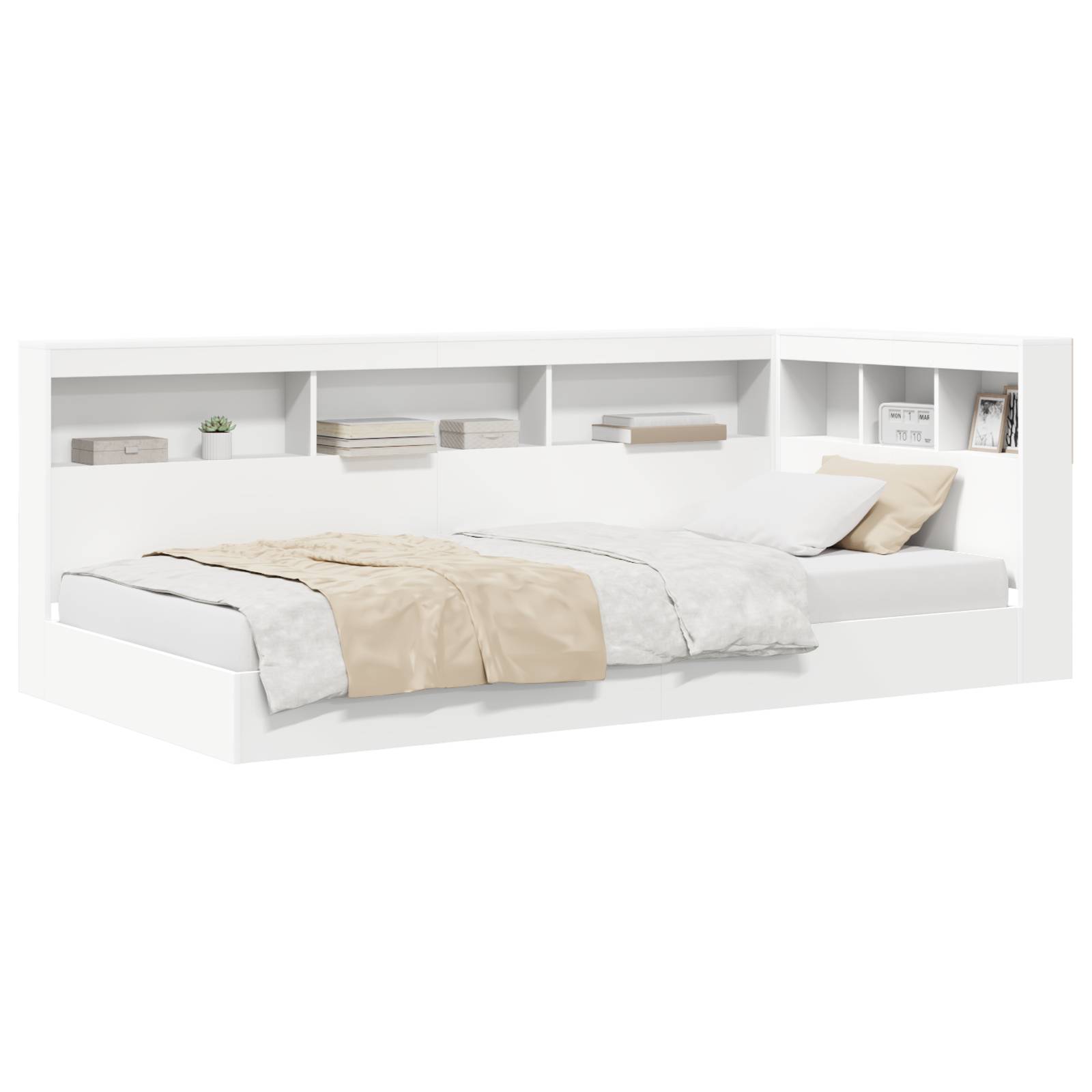 vidaXL Bücherregal Bett Weiß 90x190 cm Hergestelltes Holz