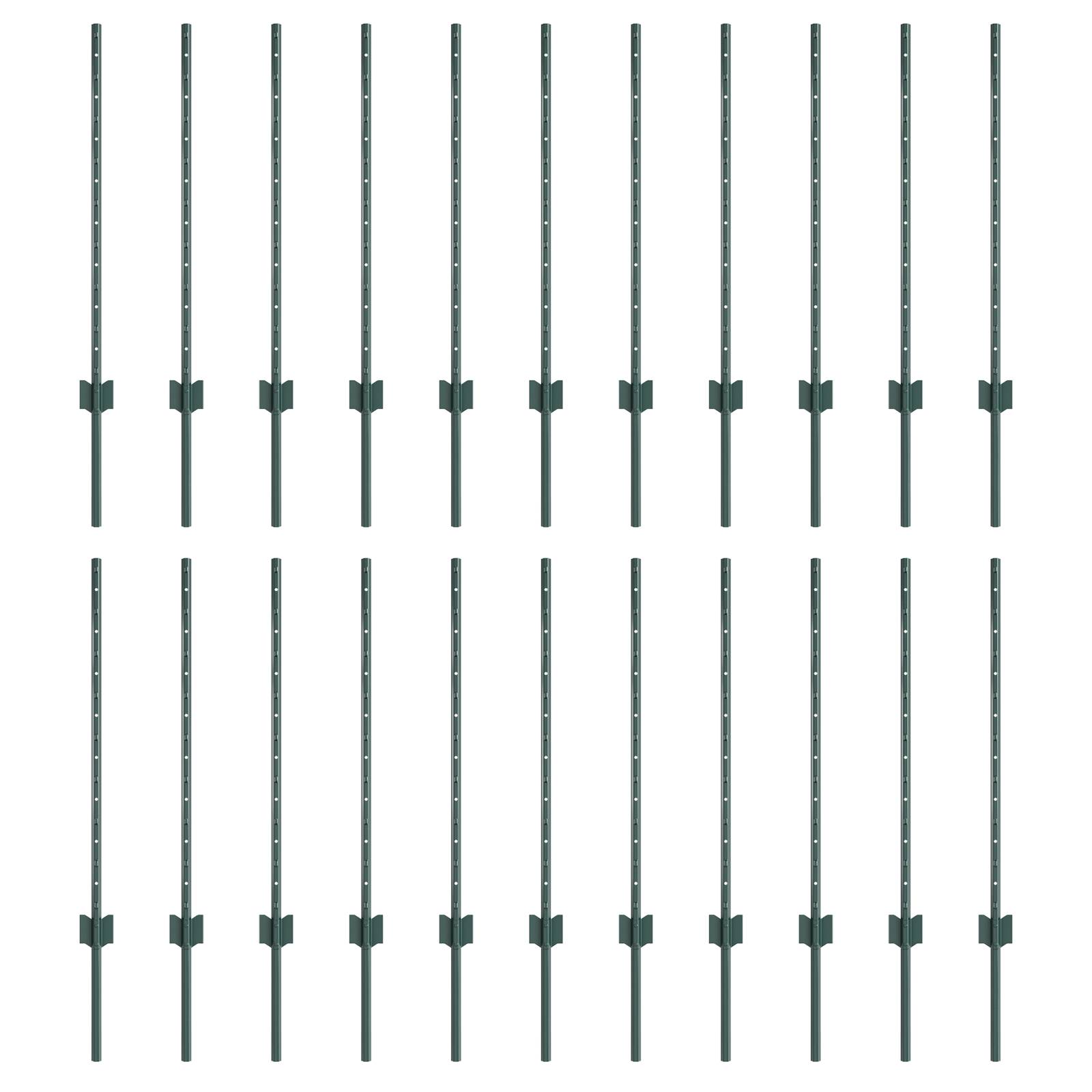 vidaXL Zaunpfähle 22 Stück U-Profil Grün 120 cm Stahl