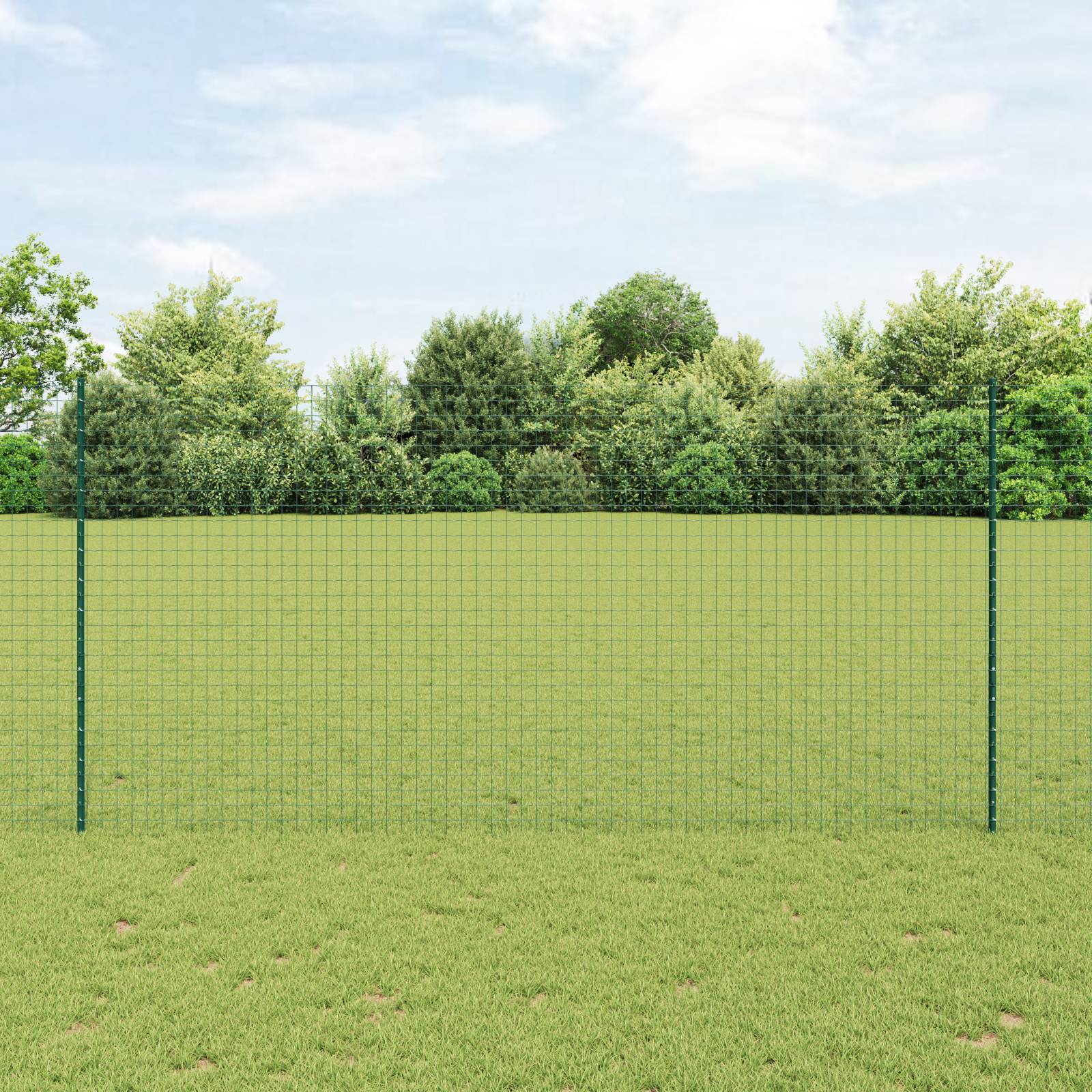 vidaXL Euro Zaun mit 5 U-Pfosten in Grün (1.5x10 m, Stahl)