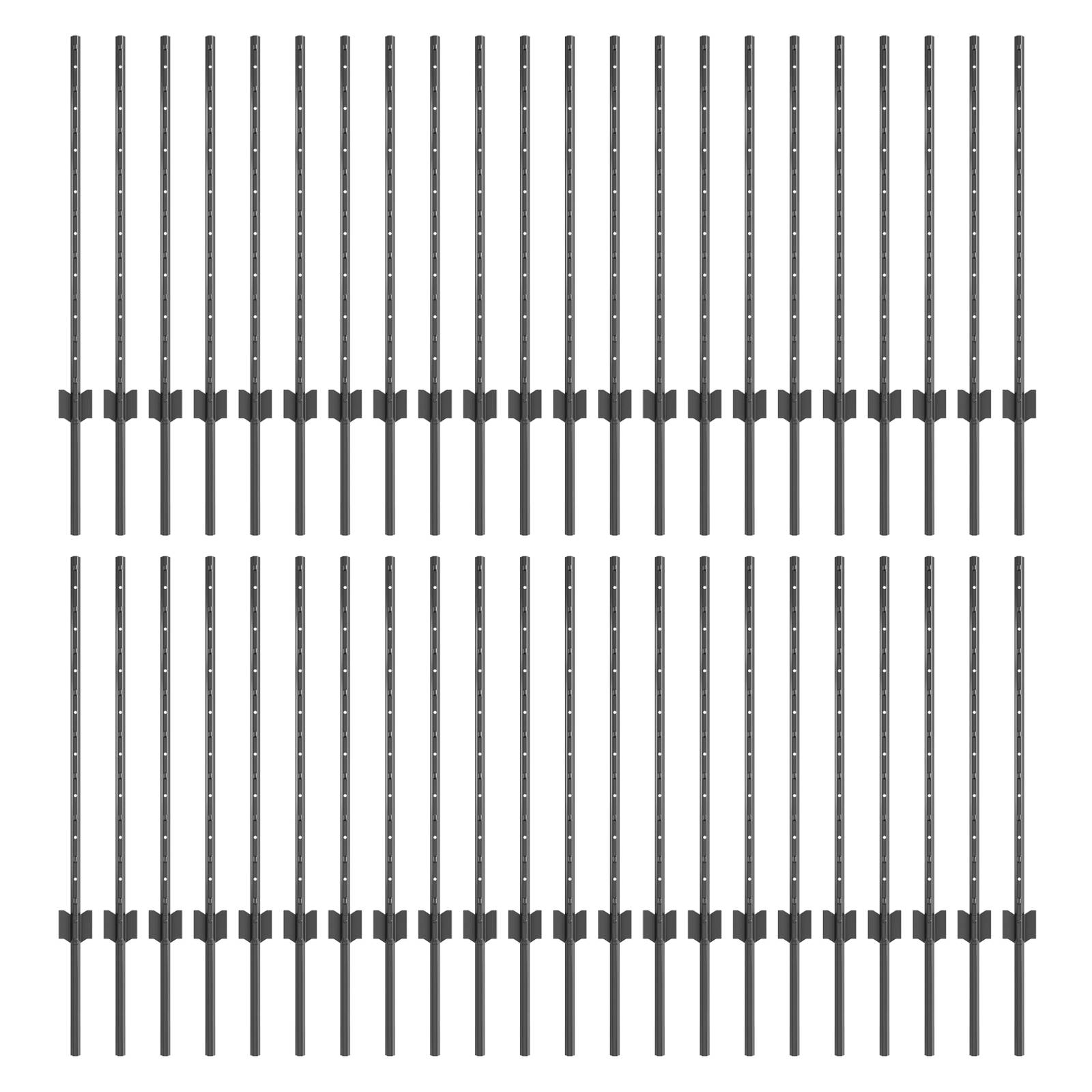 vidaXL Zaunpfosten 44 Stück U-Kanal Grau 120 cm Stahl
