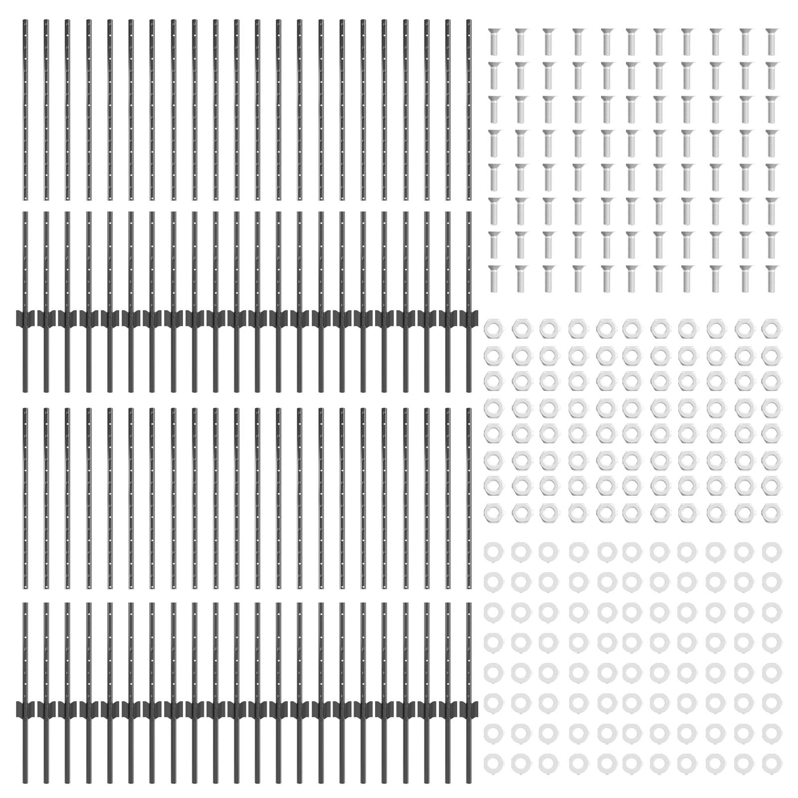 vidaXL Zaunpfosten 88 Stk U-Kanal Grau 140 cm Stahl