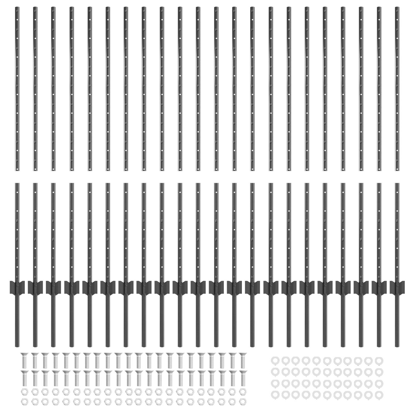 vidaXL Zaunpfosten 44 Stk U-Kanal Grau 160 cm Stahl