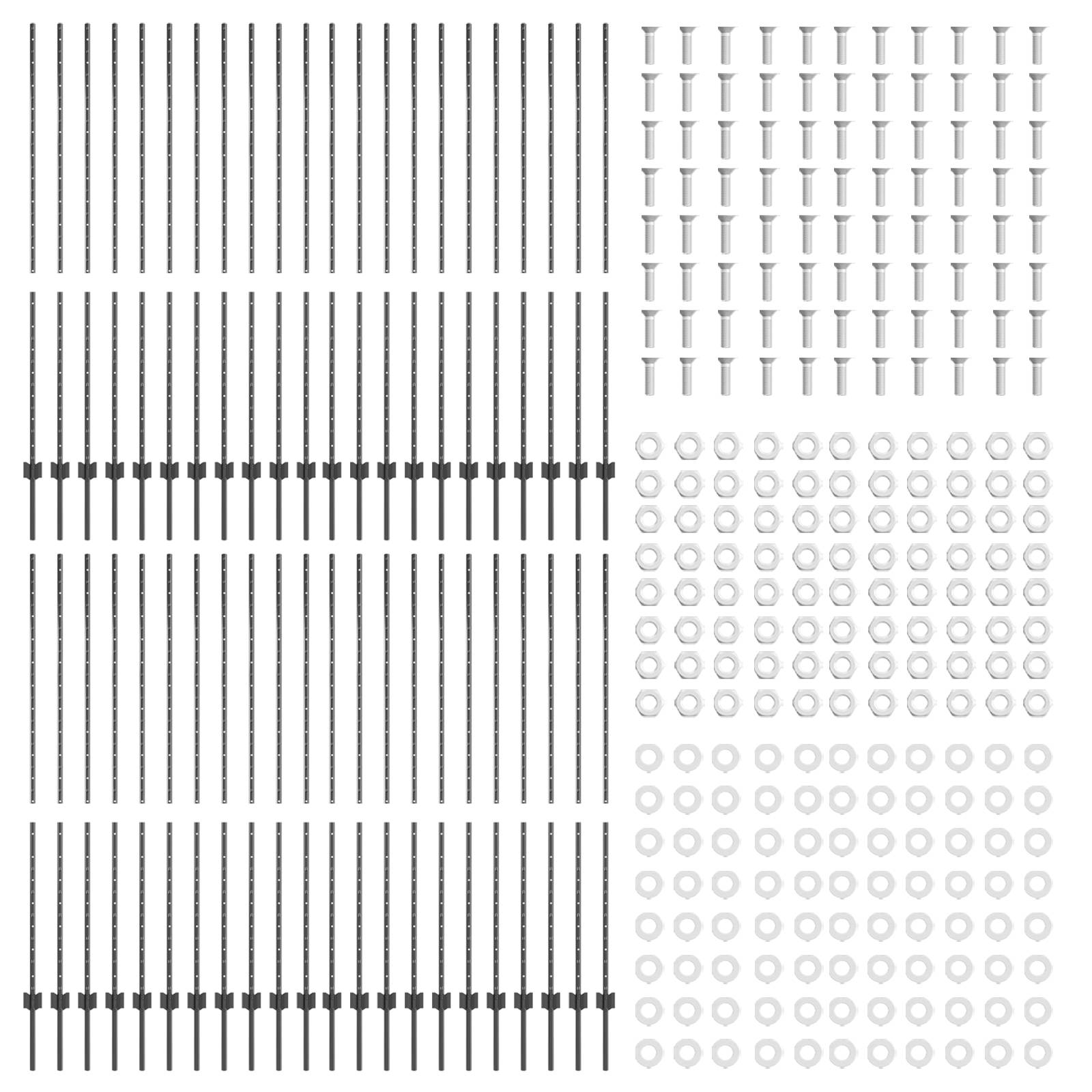 vidaXL Zaunpfosten 88 stk U-Kanal Grau 200 cm Stahl