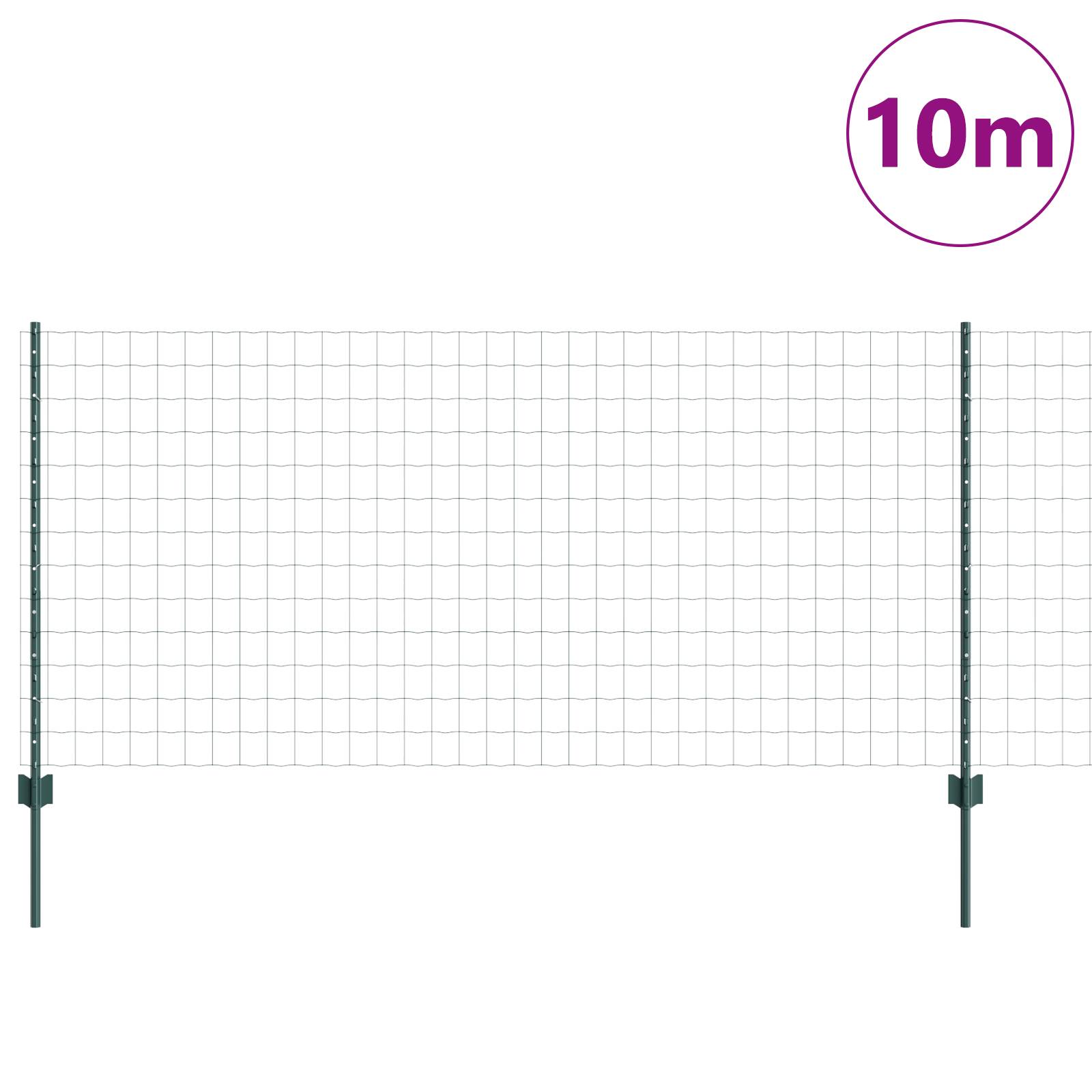 vidaXL Gartenzaunset Set aus 2 Grün Pulverbeschichteter Stahl 10 x 1 m