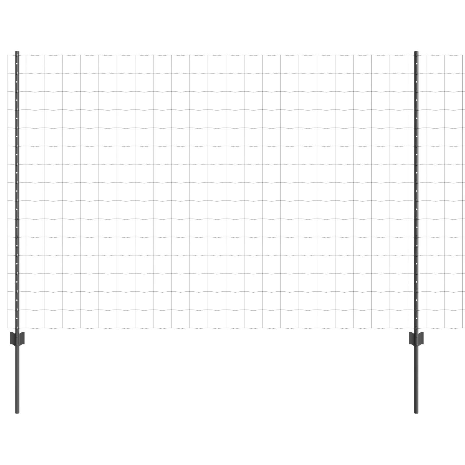 vidaXL Eurozaun mit 10 U-Pfosten Grau 1.6x10 m Stahl
