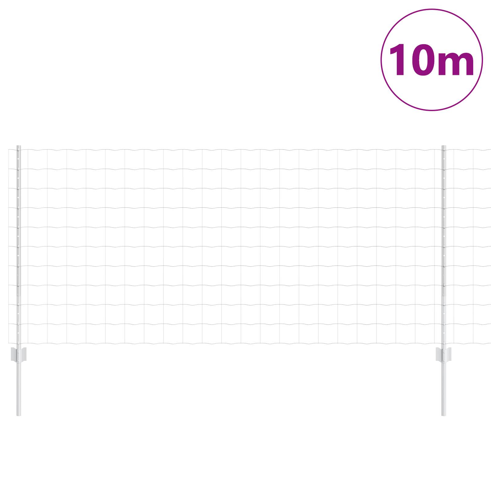 vidaXL Euro Zaun mit 10 U Pfosten Silber 1x10 m Stahl