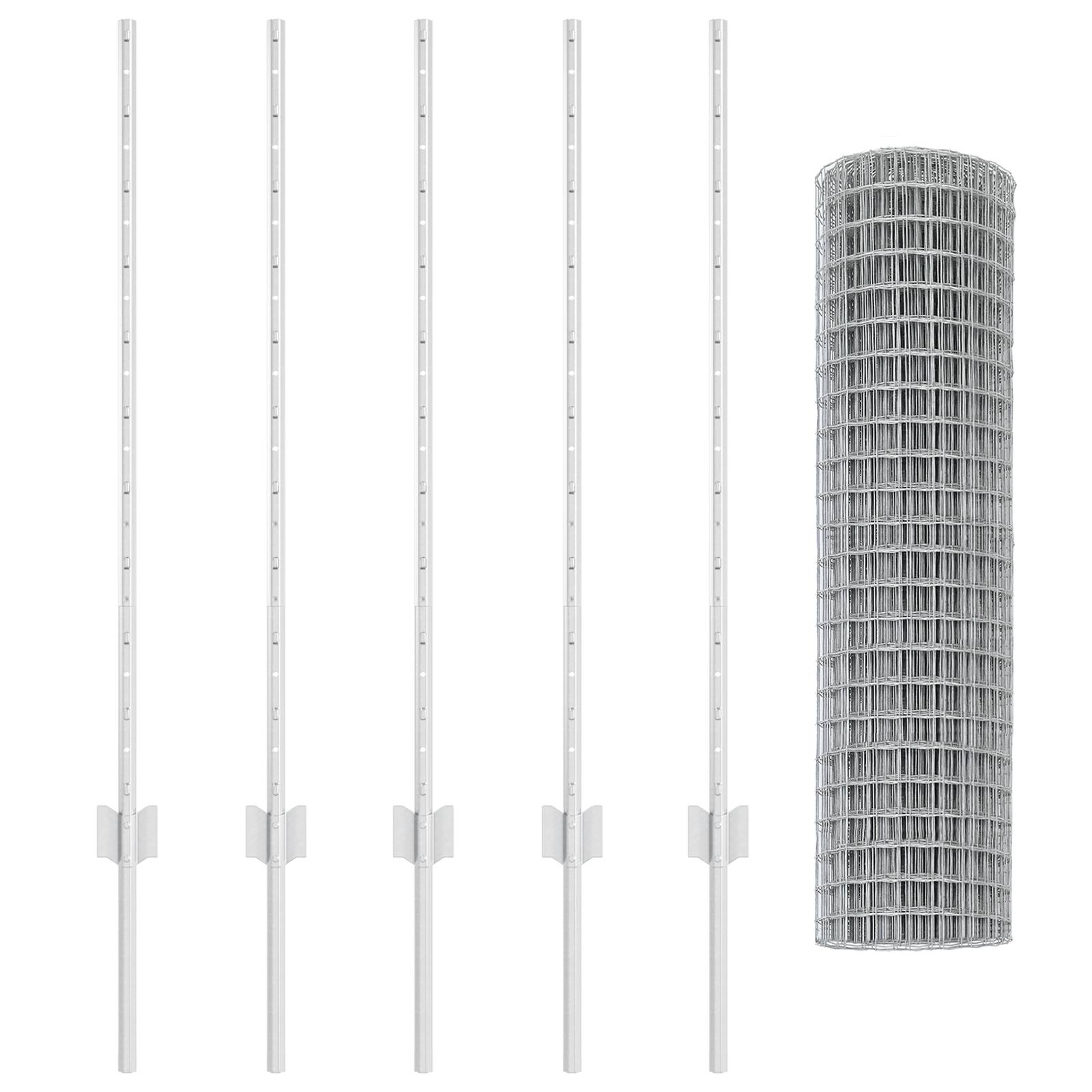vidaXL Euro Zaun mit 10 U Pfosten Silber 1x10 m Stahl