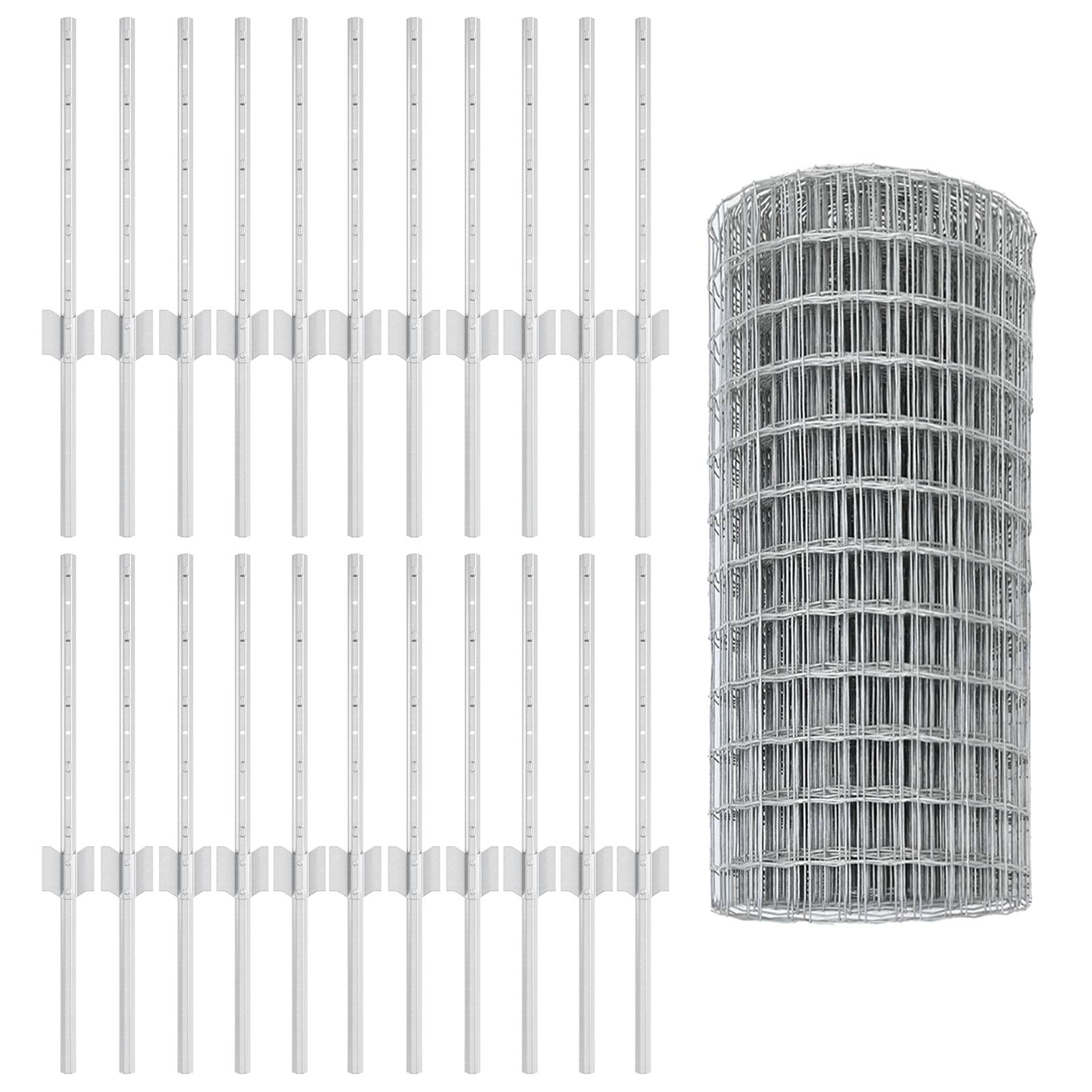 vidaXL Euro-Zaun mit 22 U-Pfosten Silber 0,4x50 m Stahl