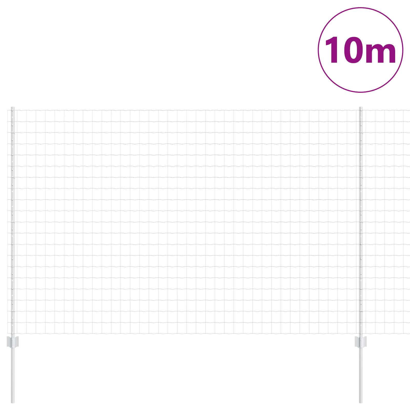 vidaXL Euro Zaun mit 10 U-Pfosten Silber 1,5x10 m Stahl