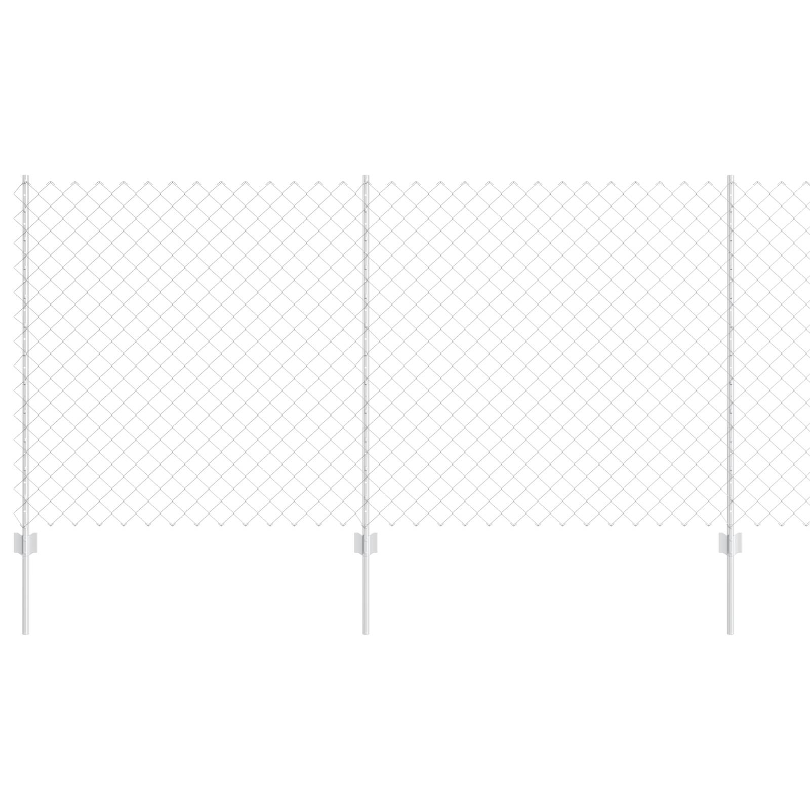 vidaXL Maschendrahtzaun mit 20 U-Pfosten Silber 1.2x10 m Stahl