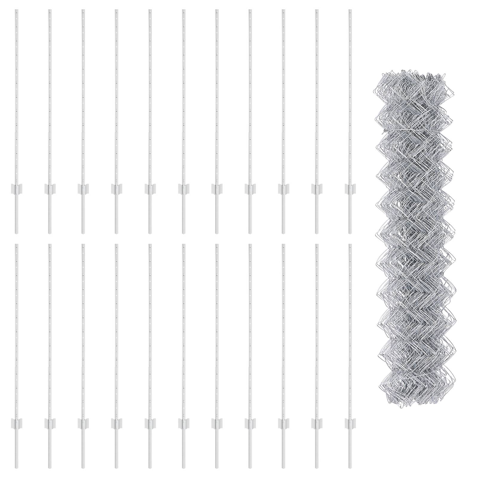 vidaXL Drahtzaun mit 44 U-Pfählen Silber 1.2m x 25m Stahl
