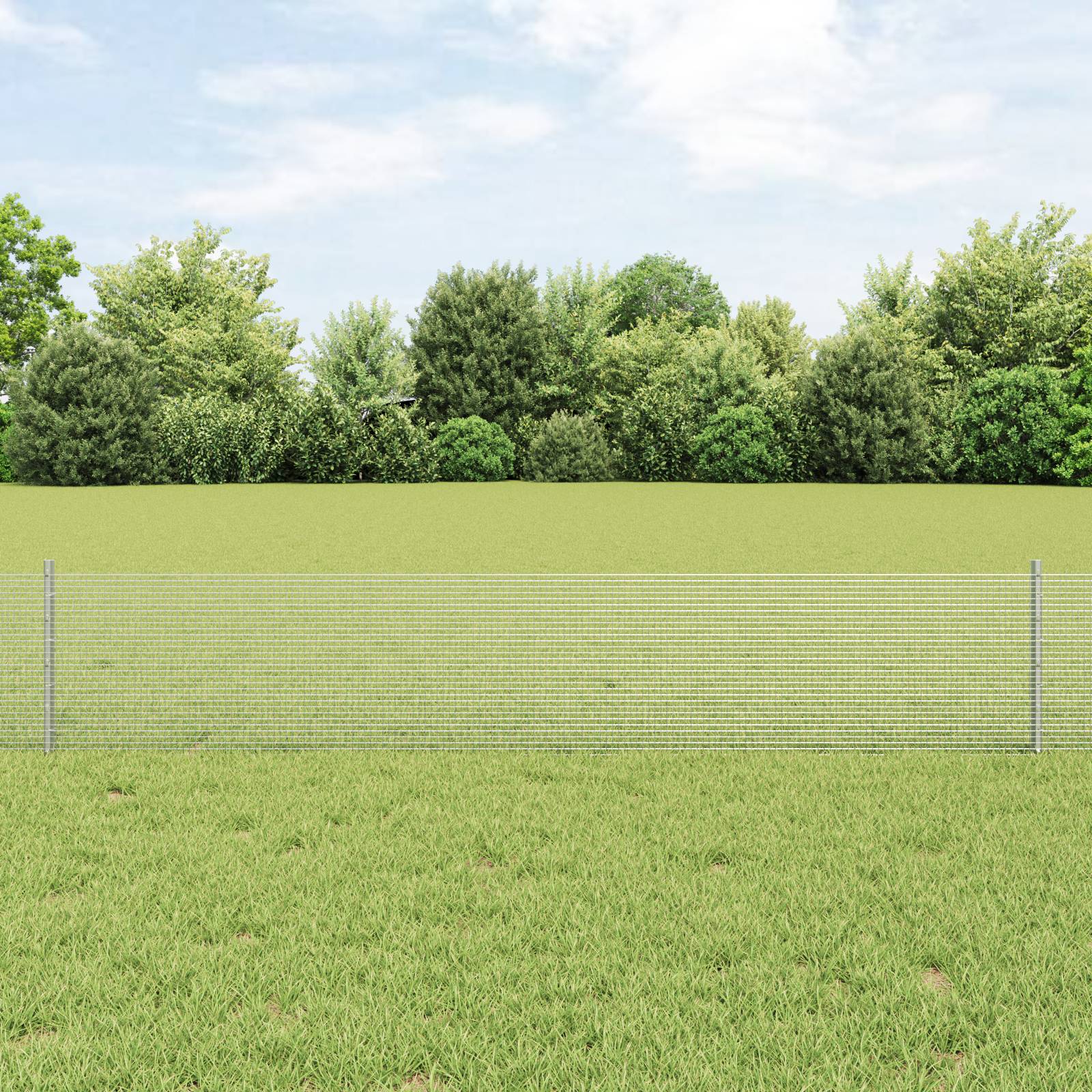 vidaXL Geschweißter Drahtzaun mit 5 U-Posten Silber 0.4x10 m Stahl