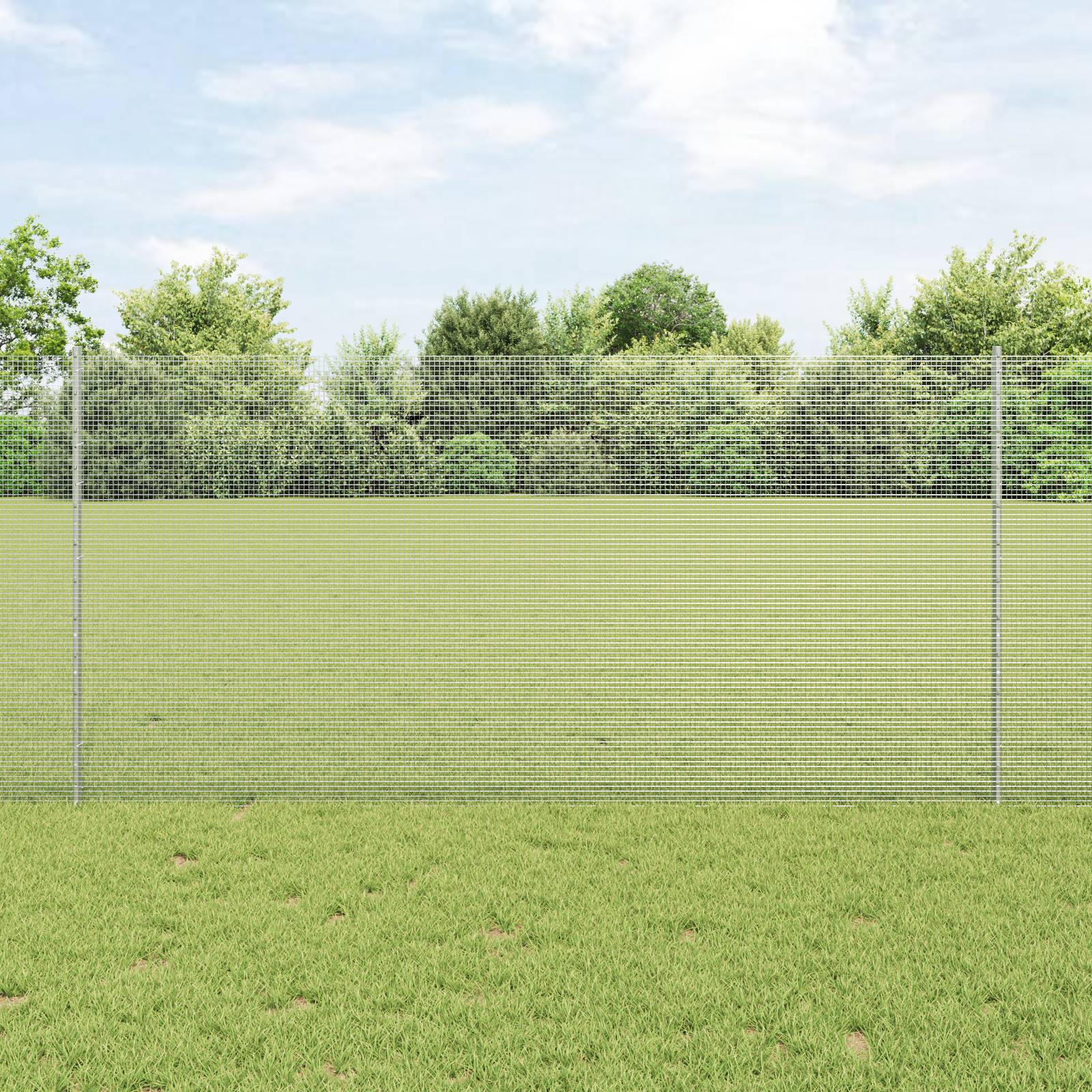 vidaXL Geschweißter Drahtzaun mit 44 U-Pfosten Silber 1.2x50 m Stahl