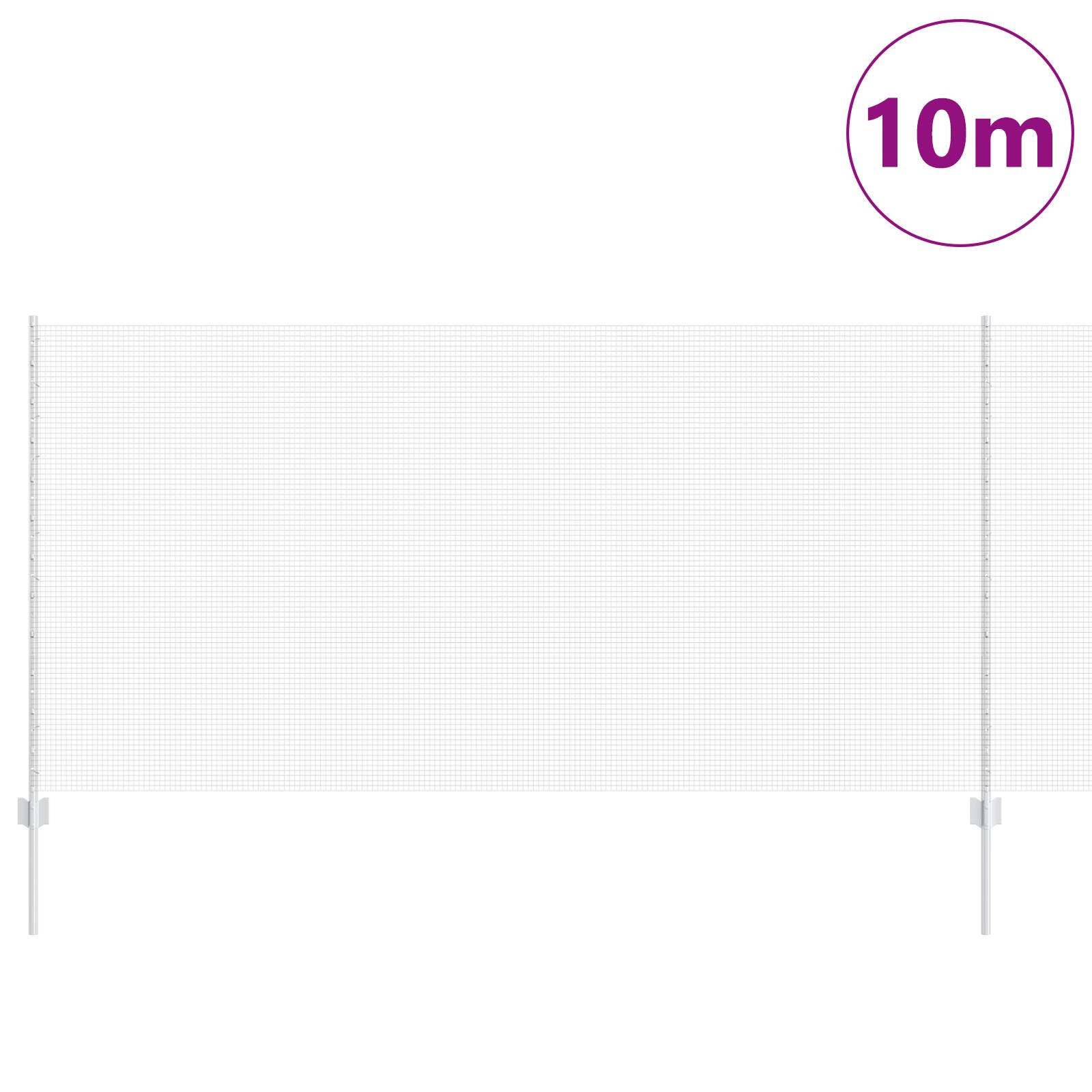 vidaXL Verzinkter Drahtzaun mit 10 U-Pfosten Silber 1.2x10 m Stahl