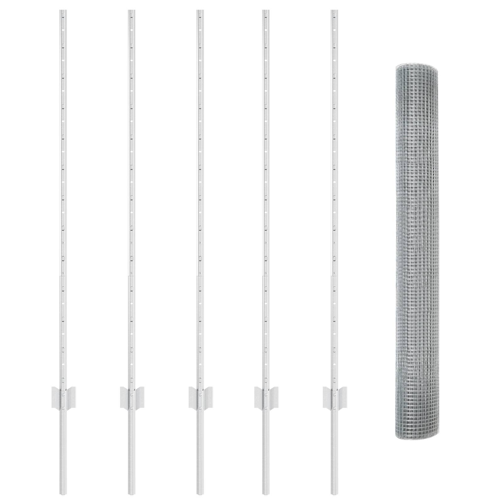 vidaXL Verzinkter Drahtzaun mit 10 U-Pfosten Silber 1.2x10 m Stahl