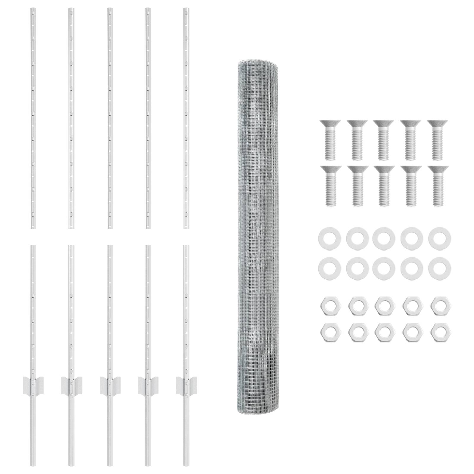 vidaXL Verzinkter Drahtzaun mit 10 U-Pfosten Silber 1.2x10 m Stahl