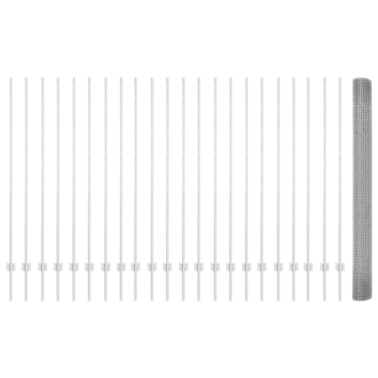 vidaXL Schweißdrahtzaun mit 44 U-Posten Silber 1,5x50 m Stahl