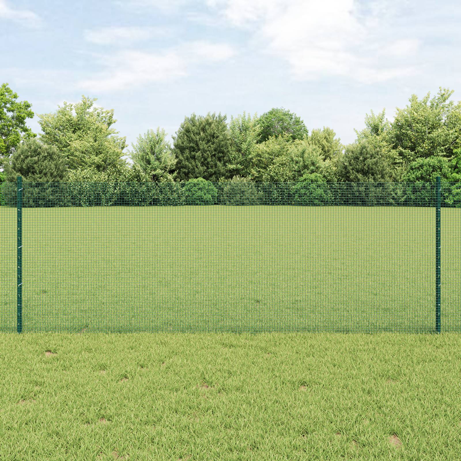 vidaXL Geschweißter Drahtzaun mit 11 U-Stützen Grün 0.8x25 m Stahl