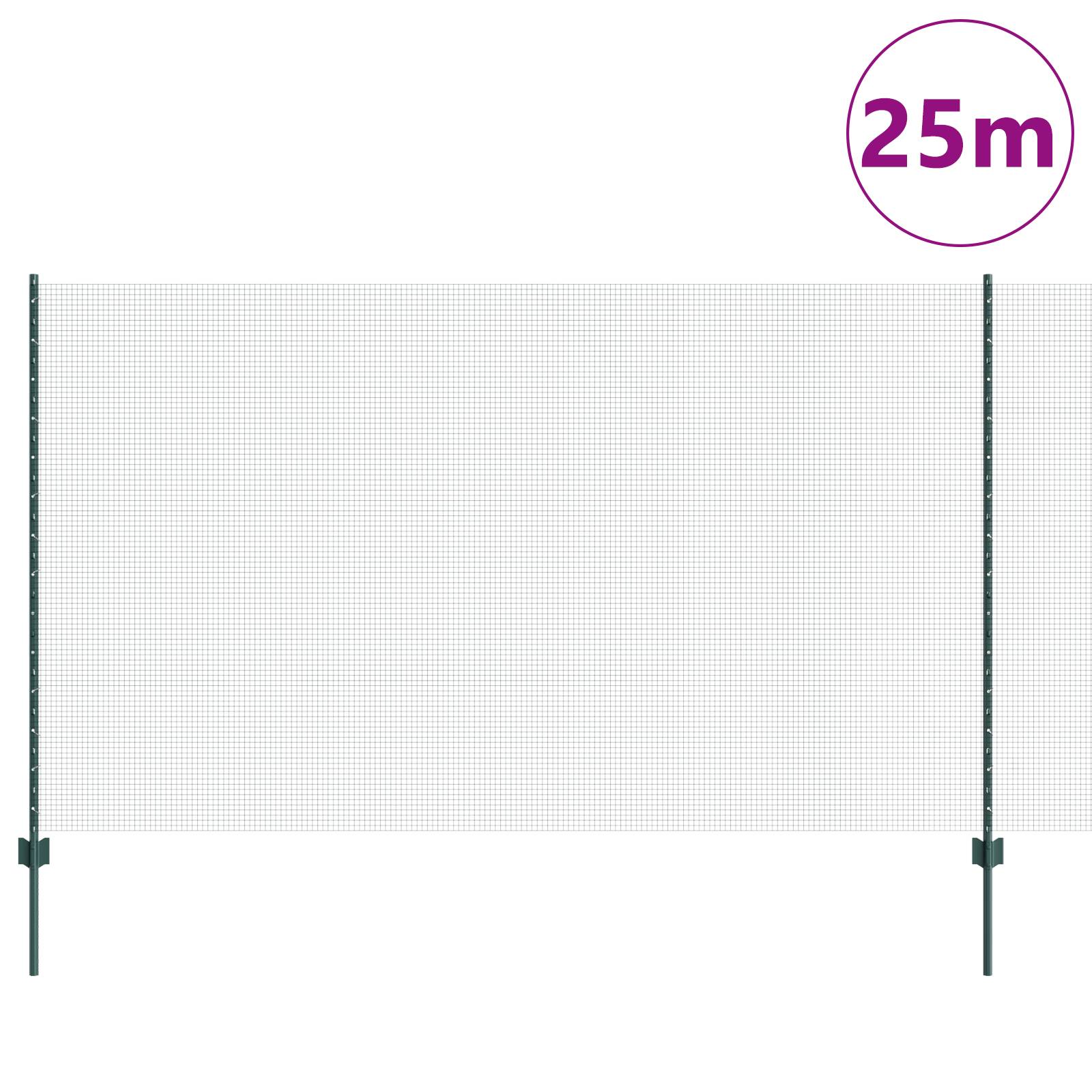 vidaXL Geschweißter Drahtzaun mit 11 U-Posts Grün 1.4x25 m Stahl