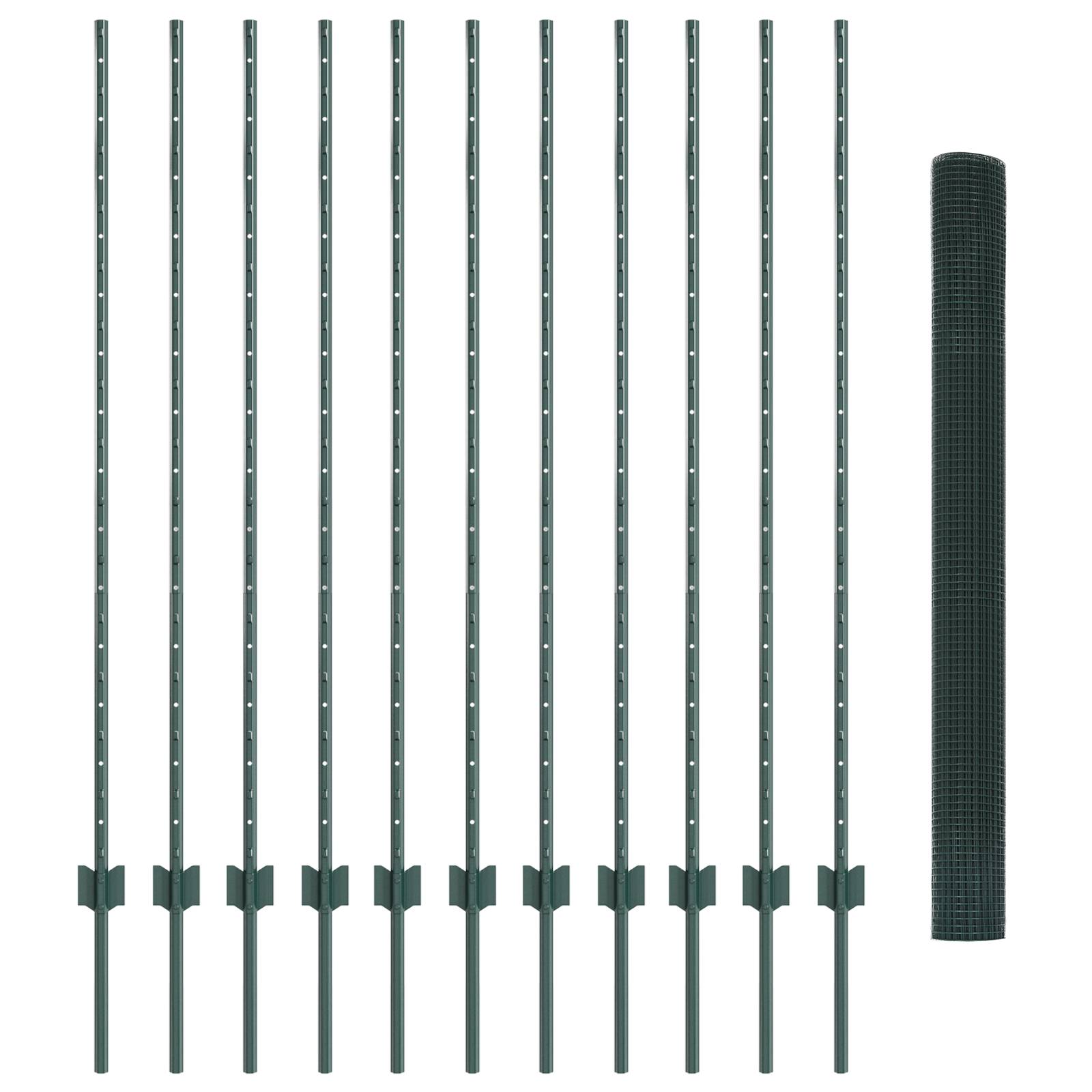 vidaXL Geschweißter Drahtzaun mit 11 U-Posts Grün 1.4x25 m Stahl