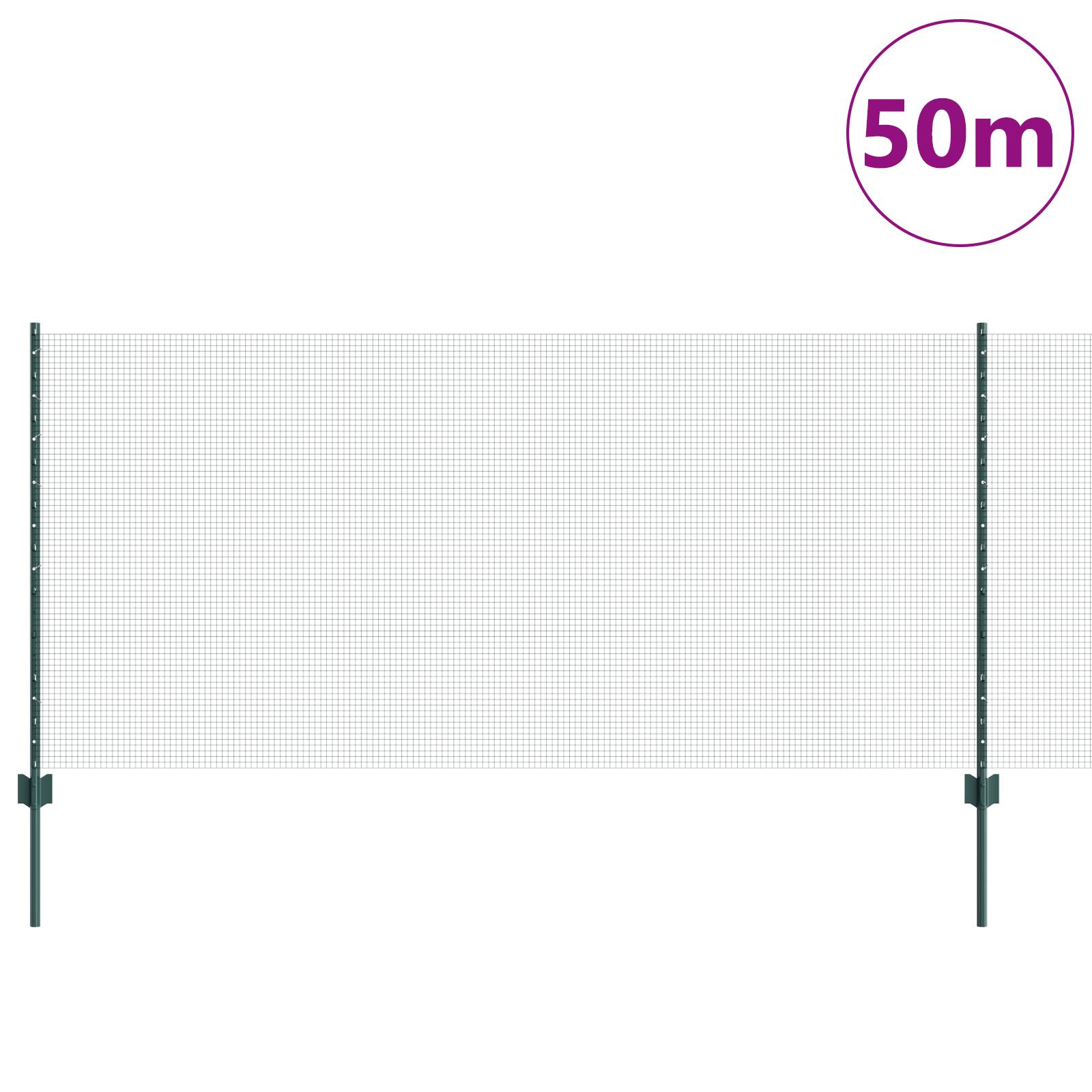vidaXL Geschweißter Drahtzaun mit 22 U-Posten Grün 1x50 m Stahl