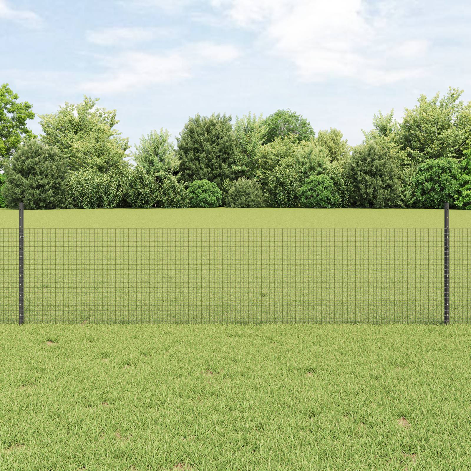 vidaXL Hühnerdrahtzaun-Set 2er Set Grau Metall, Kunststoff 25 x 0.5 m