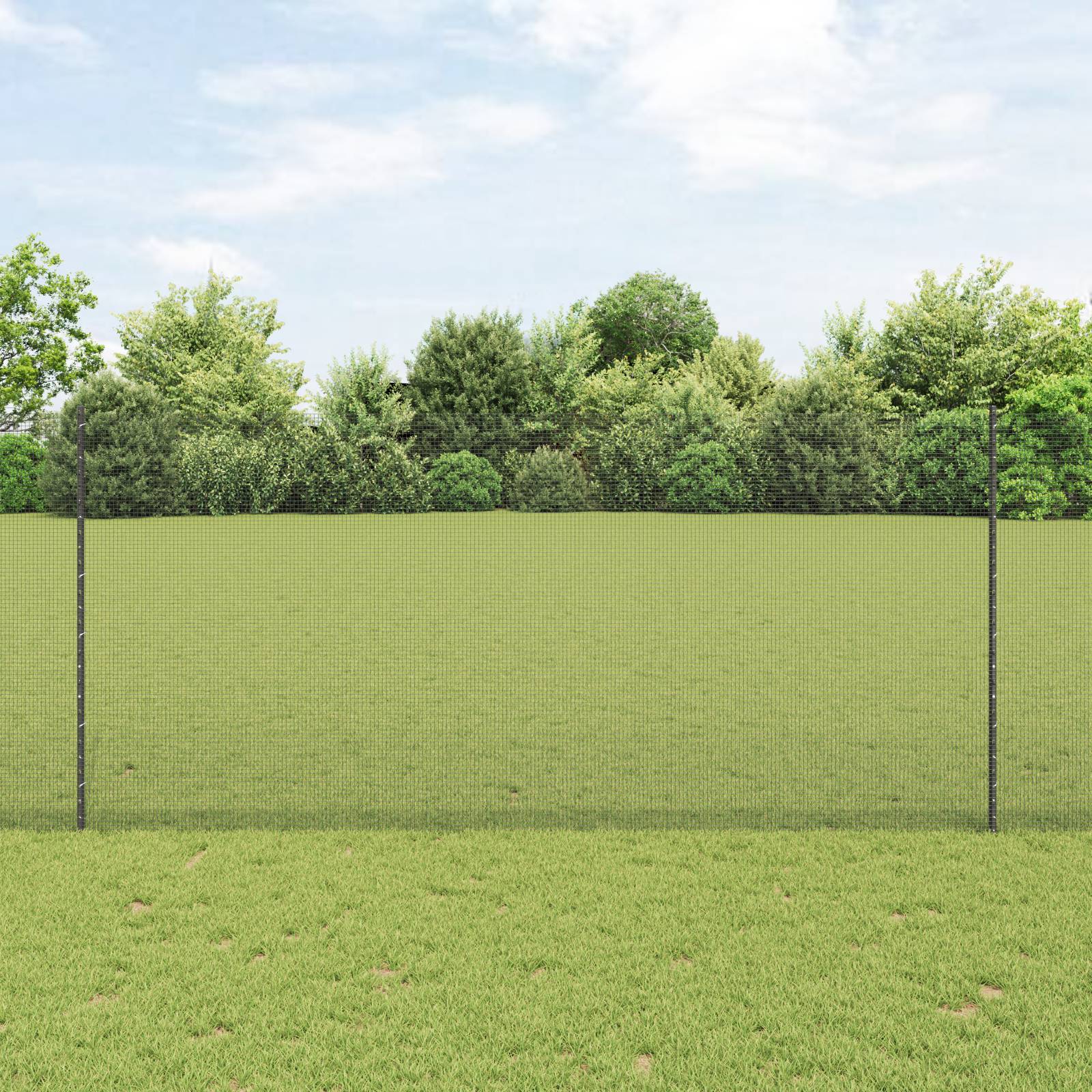 vidaXL Schweißdrahtzaun mit 44 U-Pfosten Grau 1.4x50 m Stahl