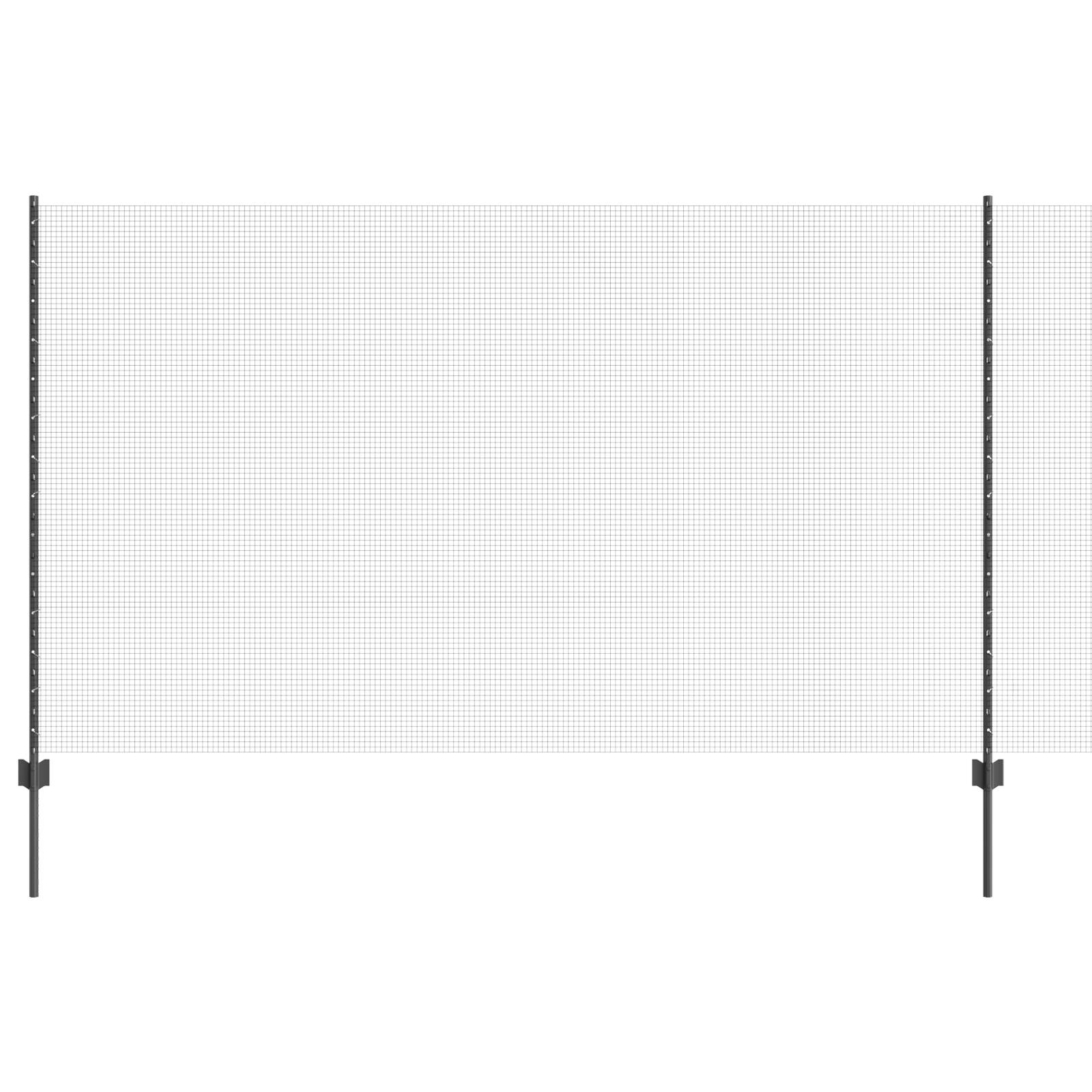 vidaXL Schweißdrahtzaun mit 44 U-Pfosten Grau 1.4x50 m Stahl